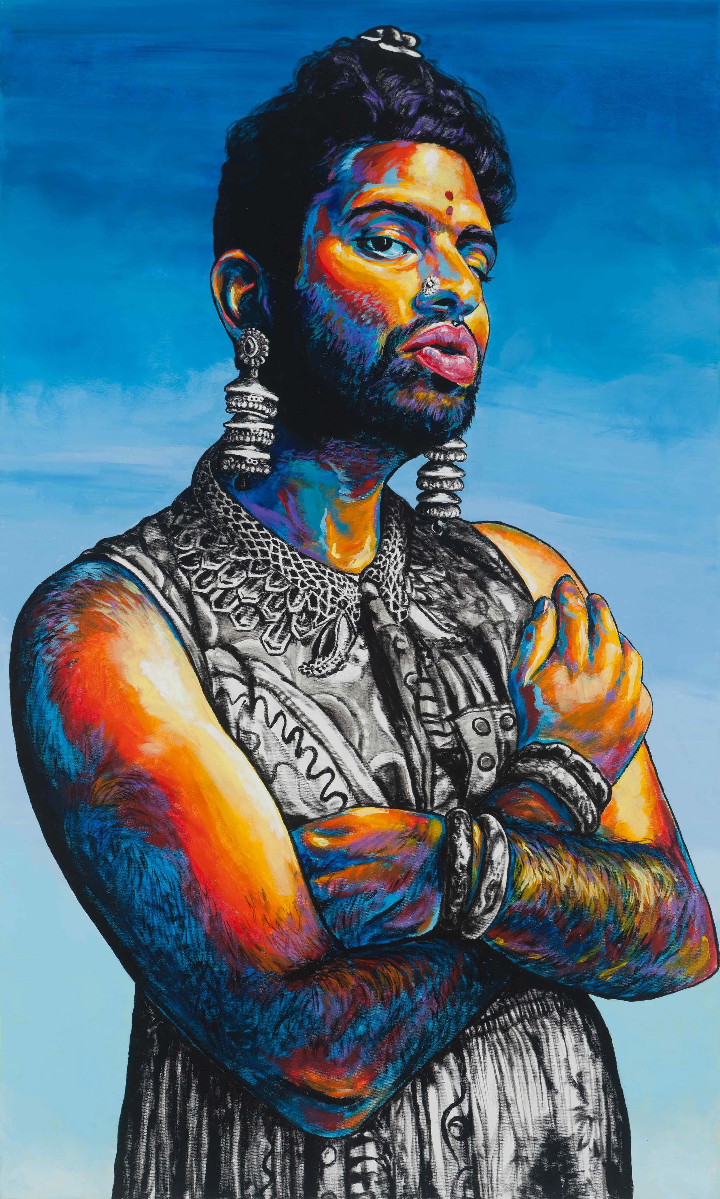 Alok, @alokvmenon . New York City, NY USA. Acrylic on canvas. 36" x 60".