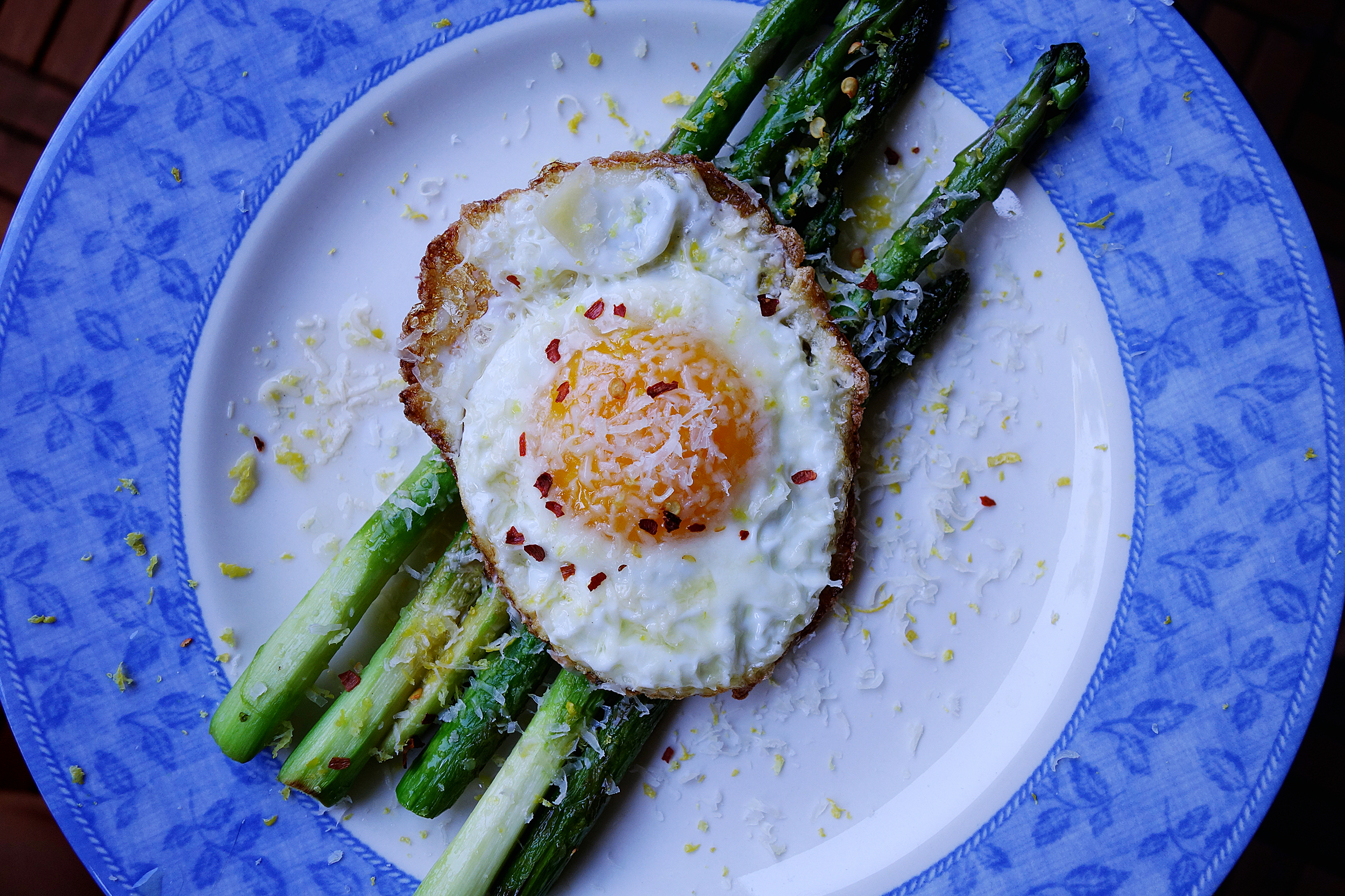 Beautiful Citrus Asparagus Egg - But... you should see how my kitchen looks after...