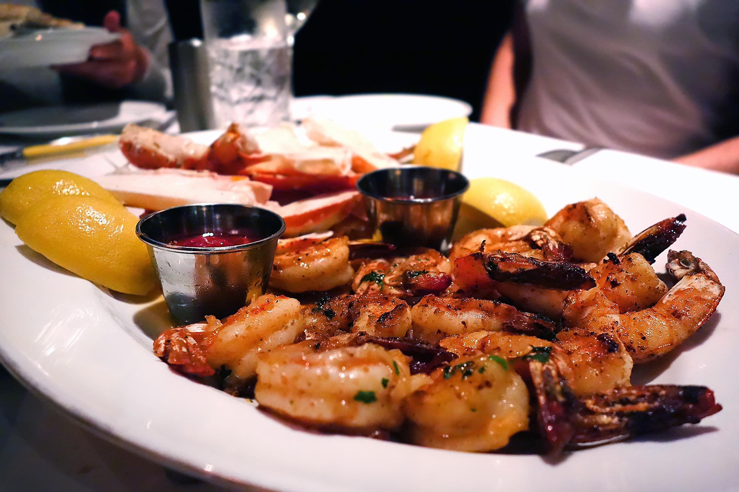 Shrimp and King Crab platter. (Alaskan Crab $18, Jumbo shrimp cocktail $14)