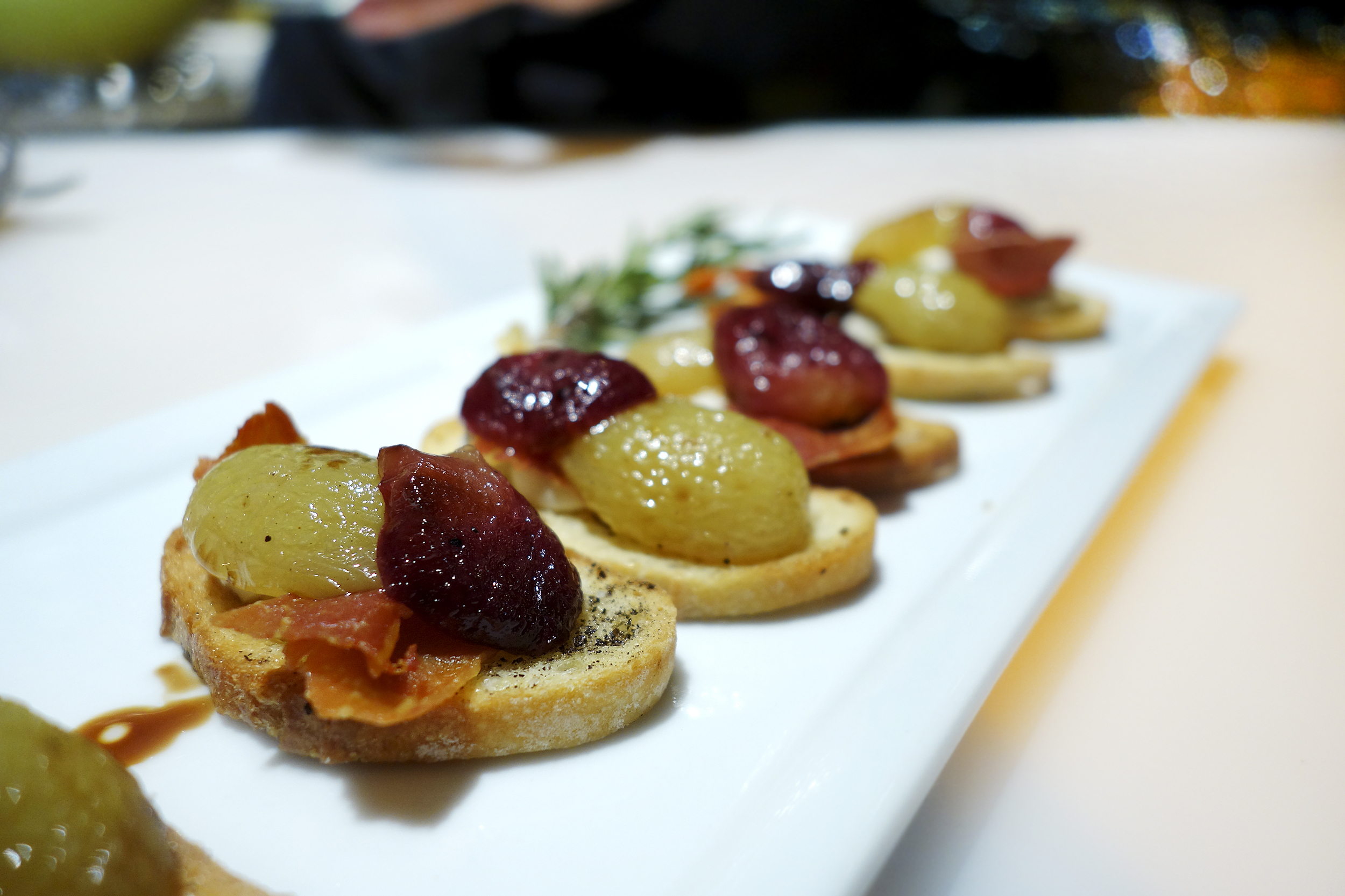 Roasted Grapes - Chevre - Prosciutto - Crostini