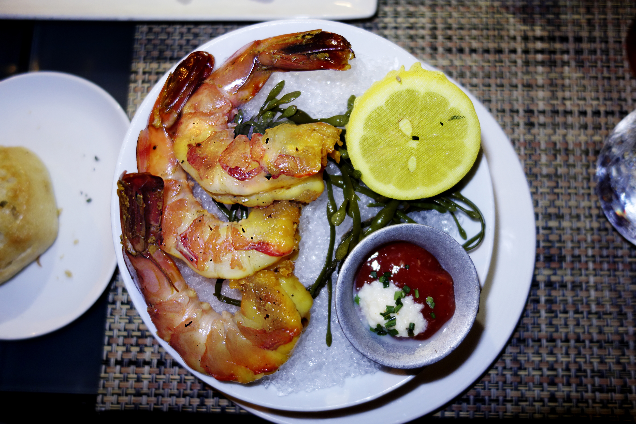 Chilled saffron jumbo prawns