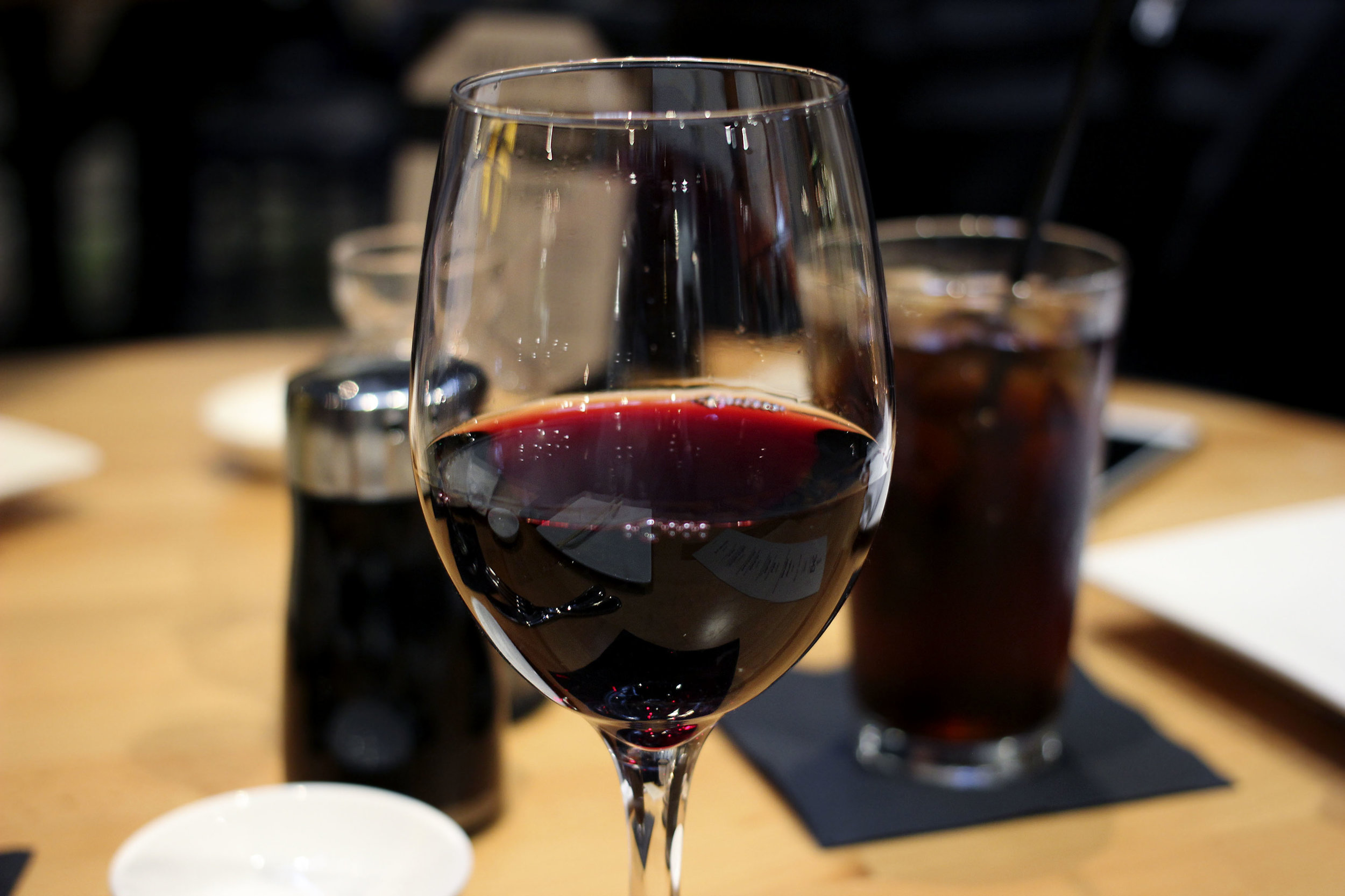Wine, always red. I don't even care if I'm having seafood.
