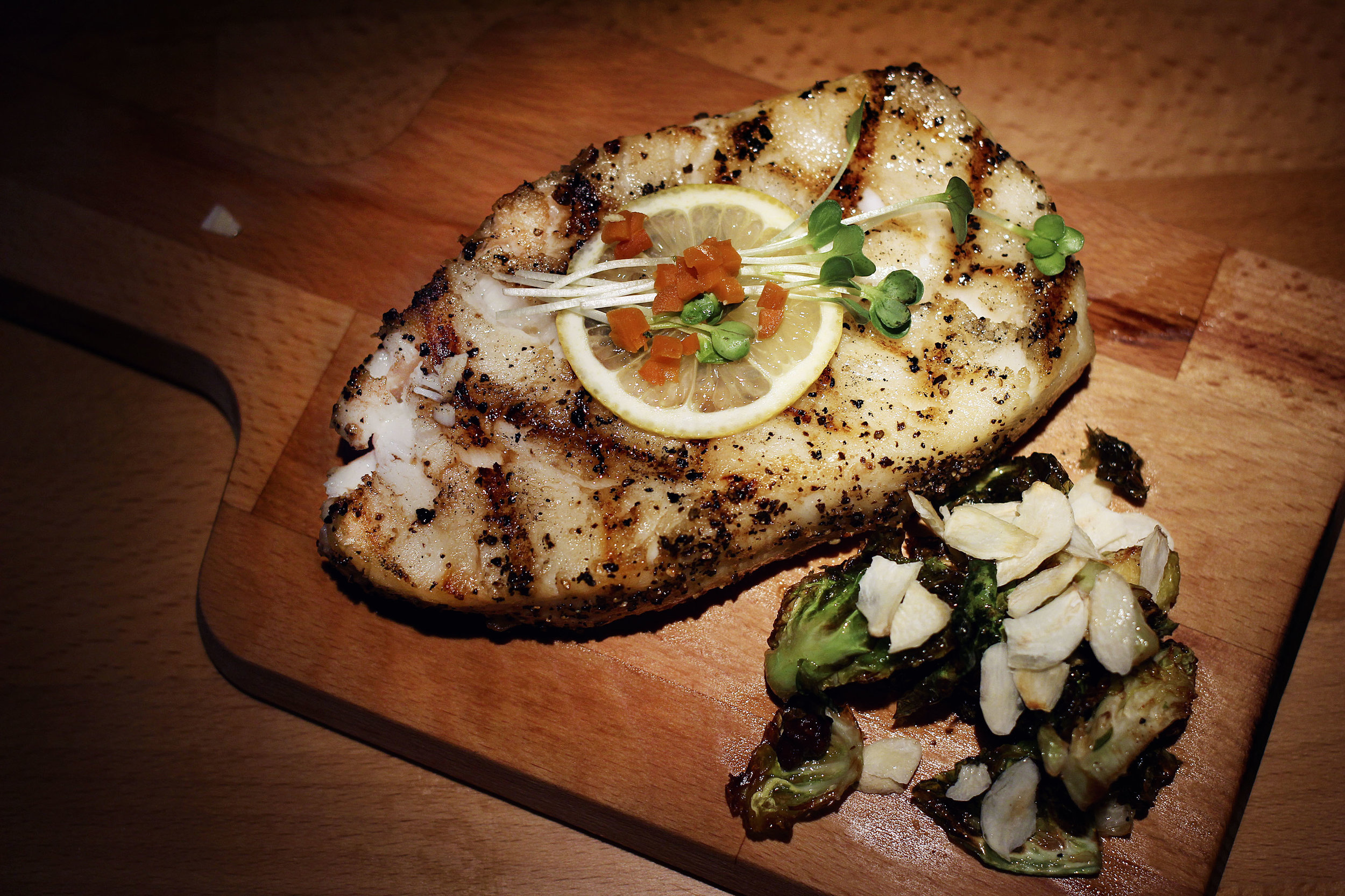 Highly recommended Grilled Seabass. So buttery and velvety. Each bite was meaty, but tender from the fat. One of my favorites of the night. Those crispy brussels were also amazing with fried garlic chips.