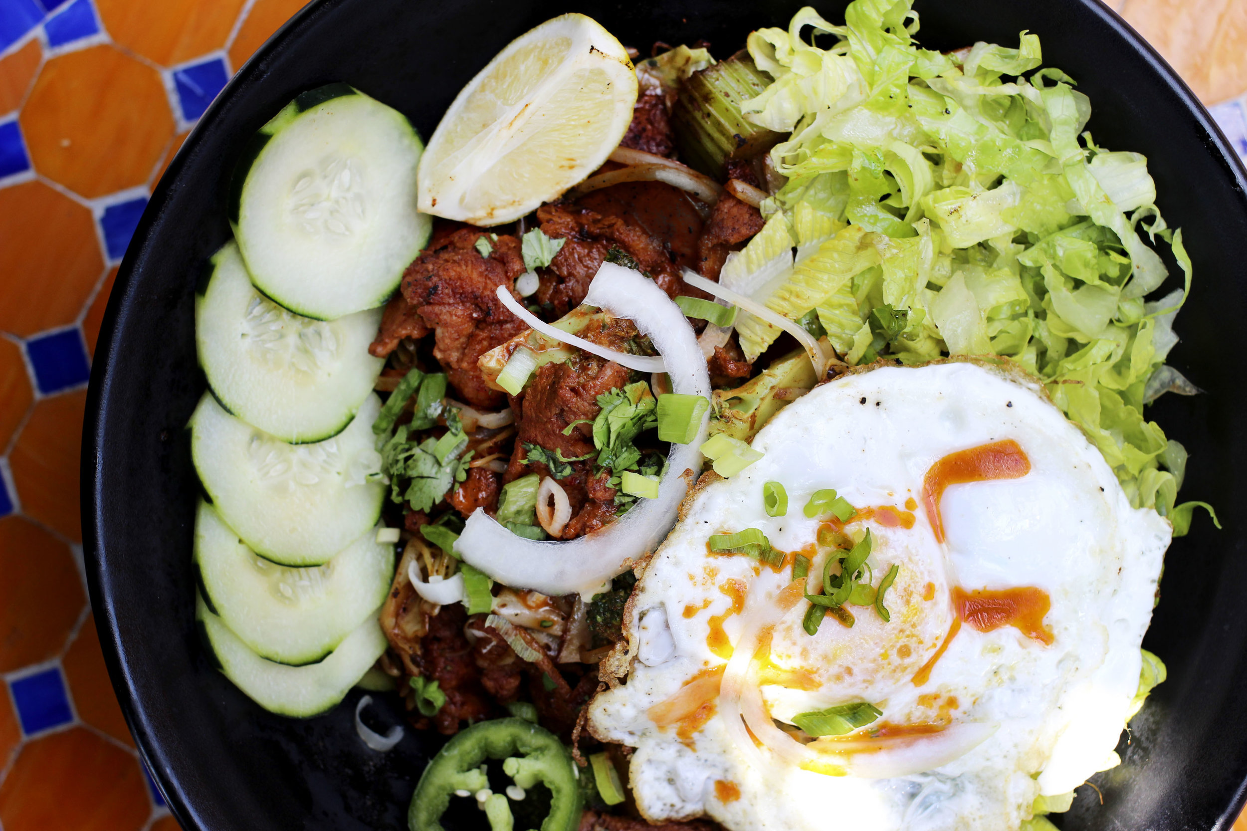 Spicy Pork Bowl Bop - Griled spicy pork with grilled mixed veggies