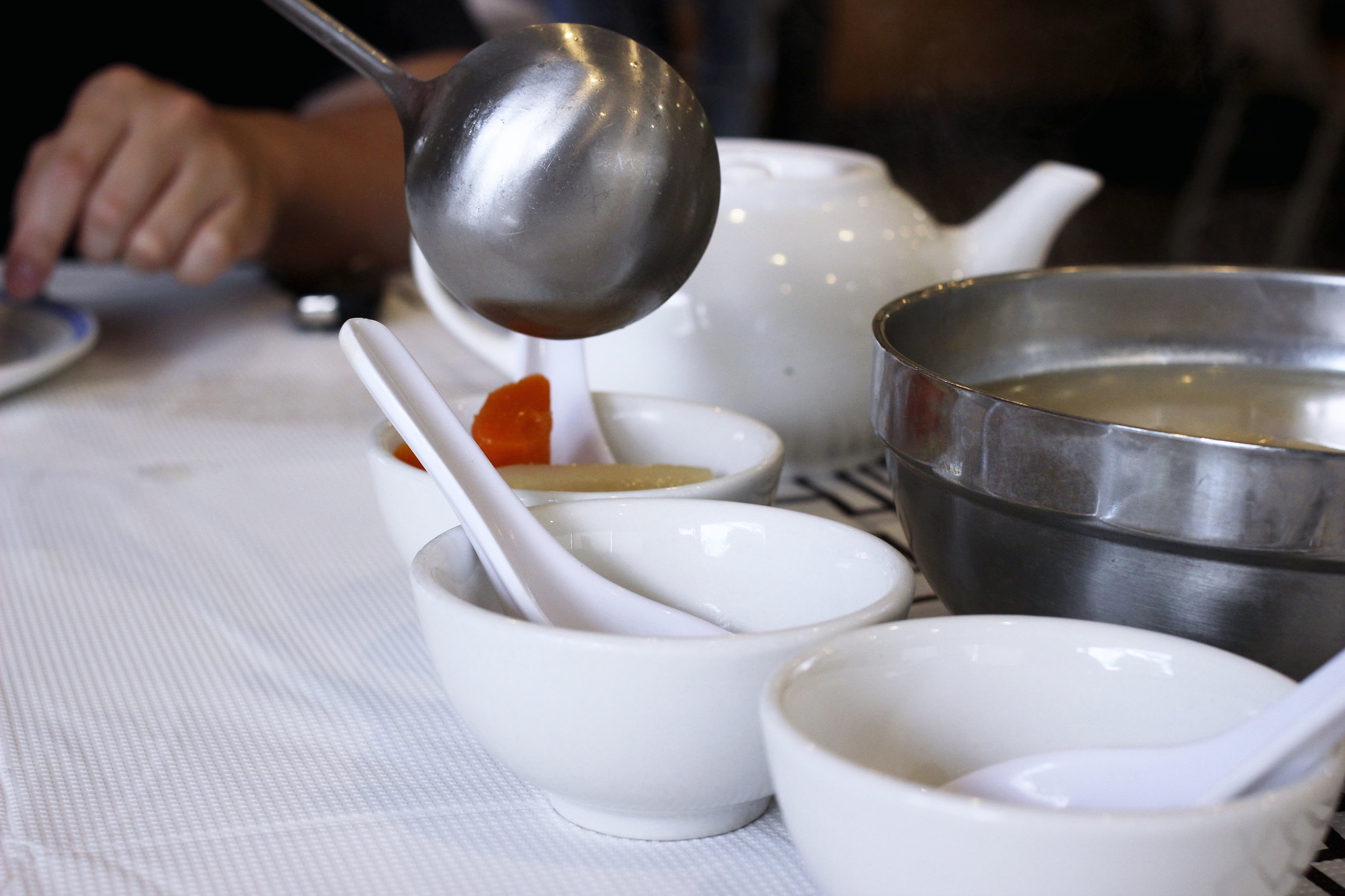 Complimentary soup during lunch