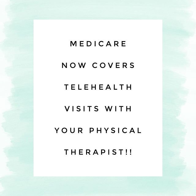 Hello everyone! Very exciting news for those with Medicare benefits. PTs, OTs, and SLPs can now provide telehealth services to those covered by Medicare. If you need help with an injury, or that scheduled surgery has been delayed and need help with p