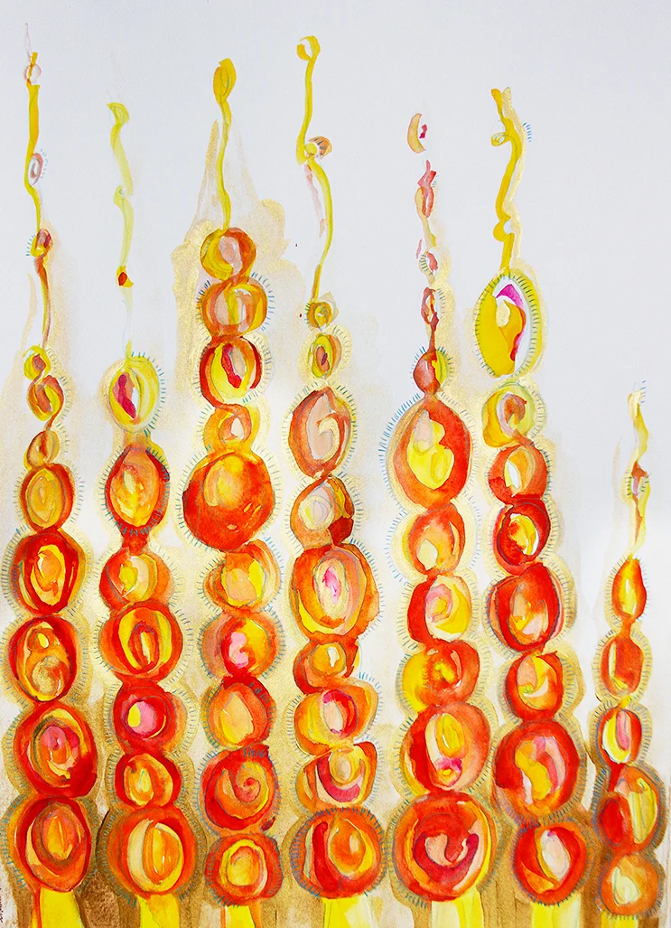 Illumination , The Soul Series; By, Maureen Claffy 28 x 40 / Watercolor, metallic medium and colored pencil on paper / $1600 In Private Collection