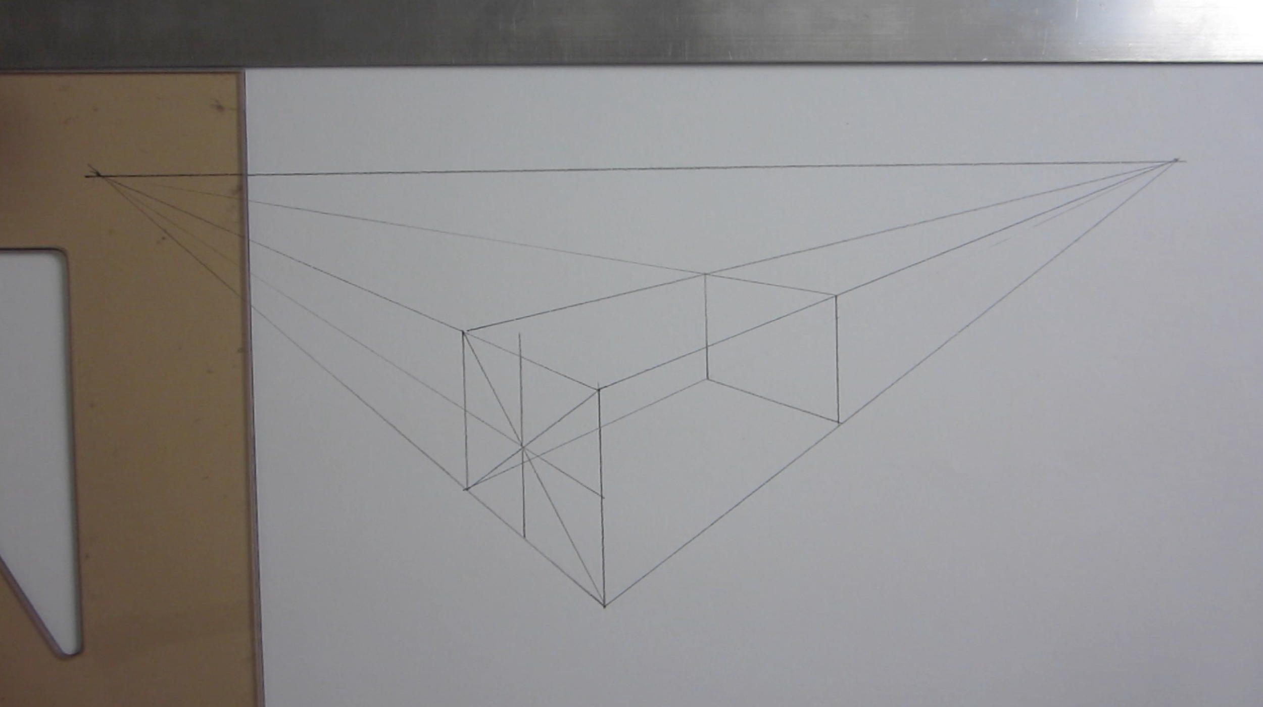 Draw a chessboard in perspective view, using straightedge only