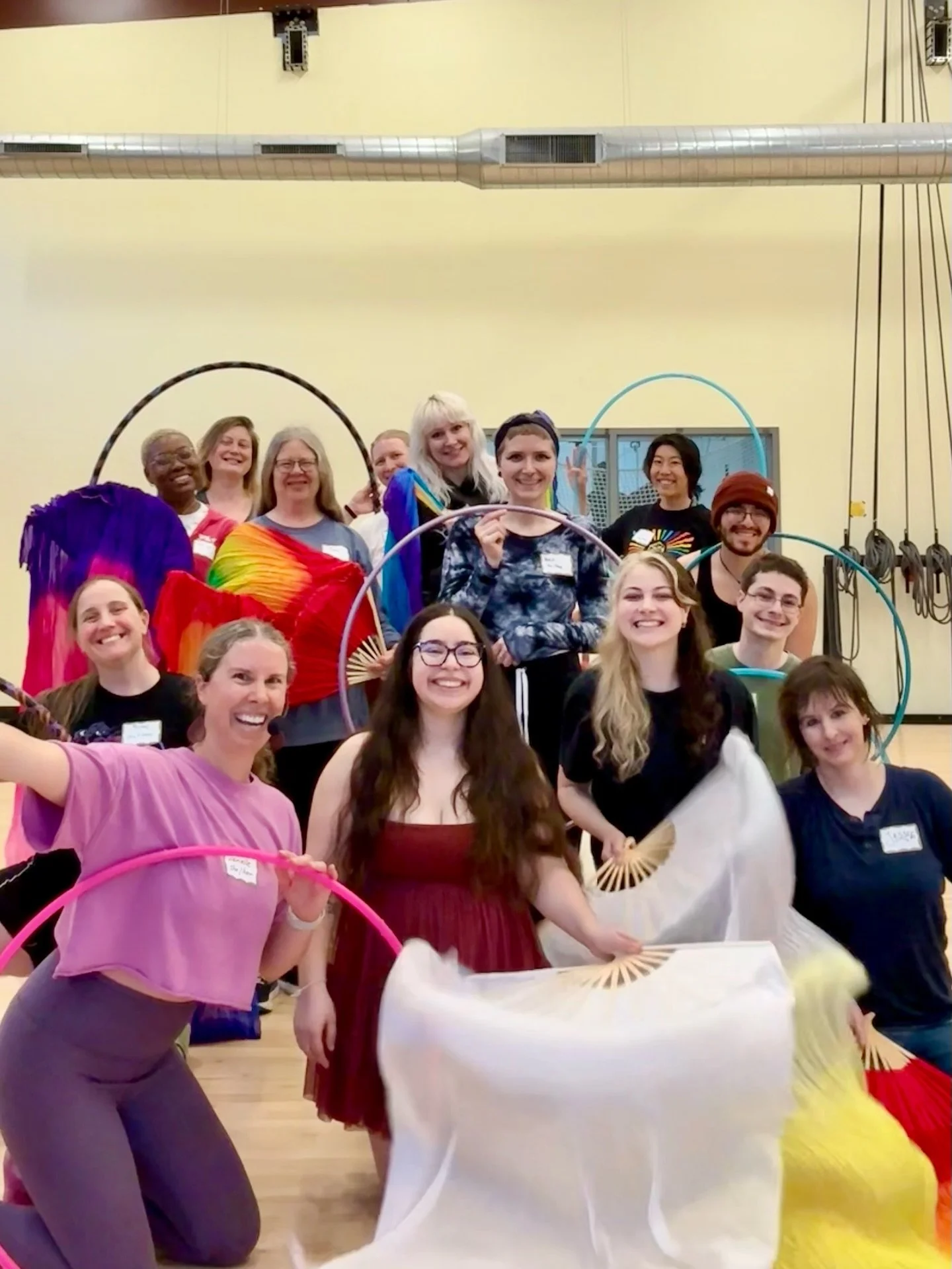 Thanks to everyone who came out to flutter and flow with us at tonight&rsquo;s Silk Fan + Hoop Try It! 🪭⭕️ You all did amazing, we are so proud! Join us for our upcoming beginner classes&hellip; you can sign up with @hoopelation at hoopelation.com a