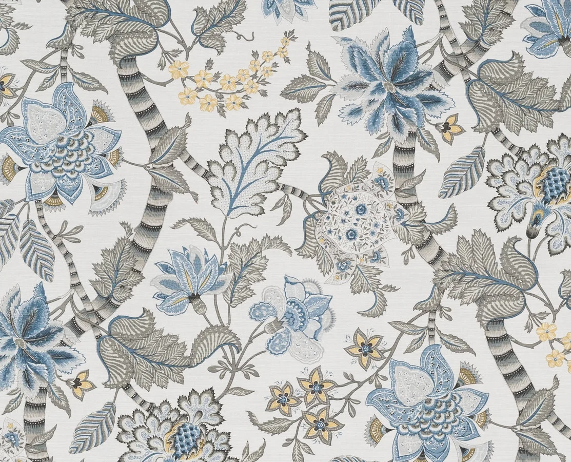 Banyan - Charcoal Blue on Oyster Width - 140 cm (55 inches) Repeat - 100 cm (39.25 inches)