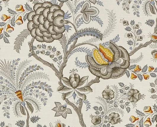 Palampore - Charcoal Blue on Oyster