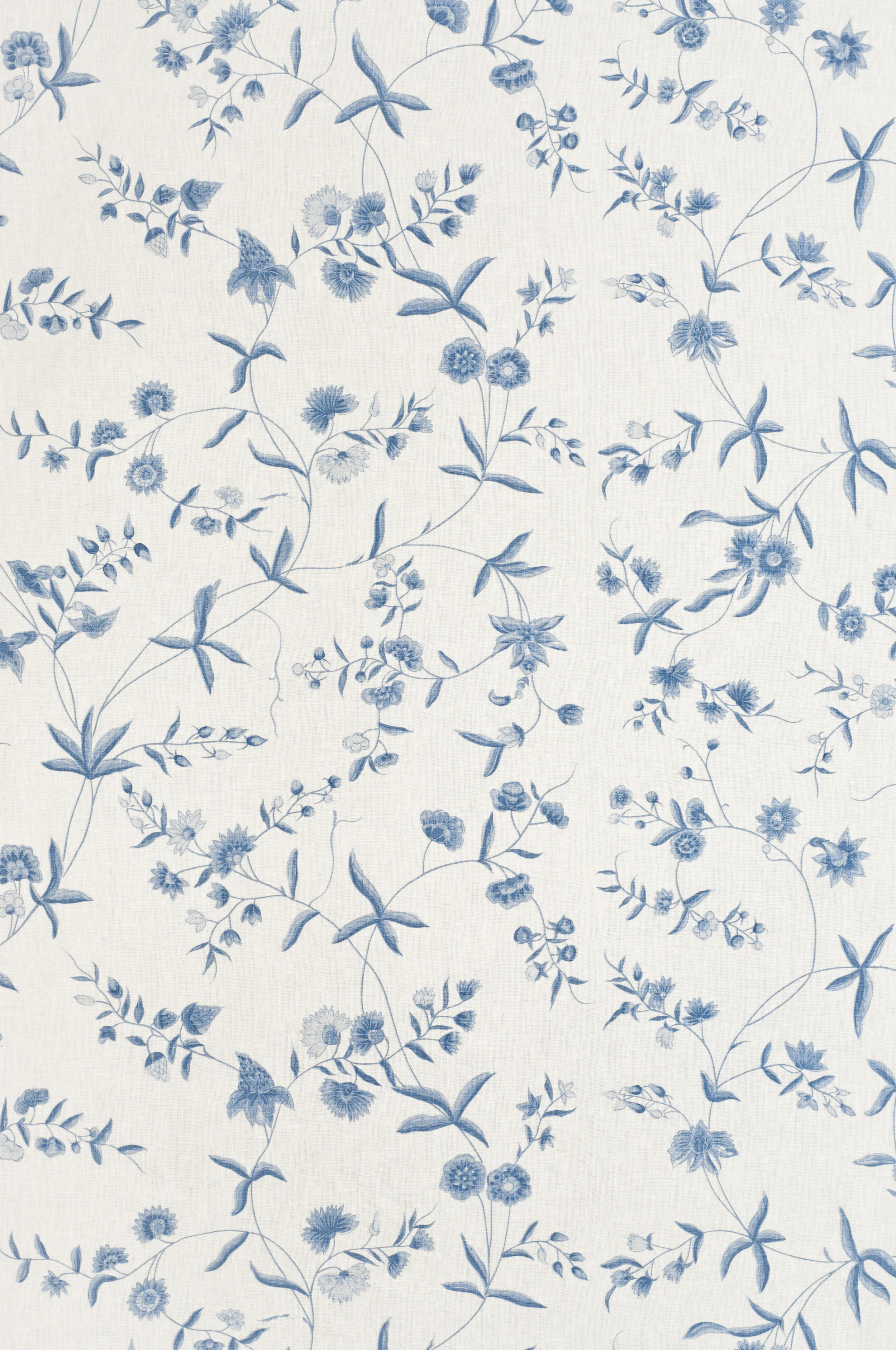 Chinese Paper II - Mono Blue on Fine Oyster Linen