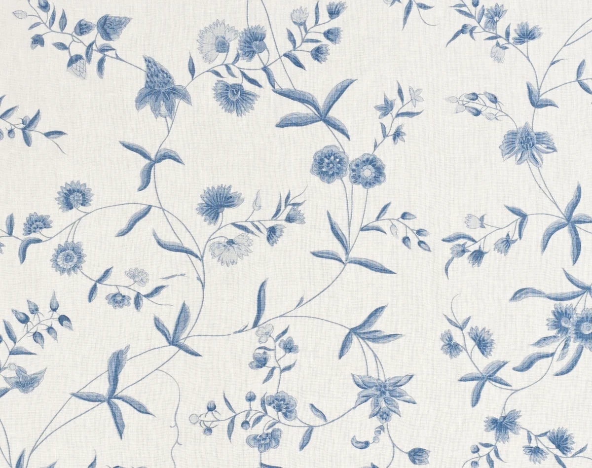 Chinese Paper II - Mono Blue on Oyster Linen