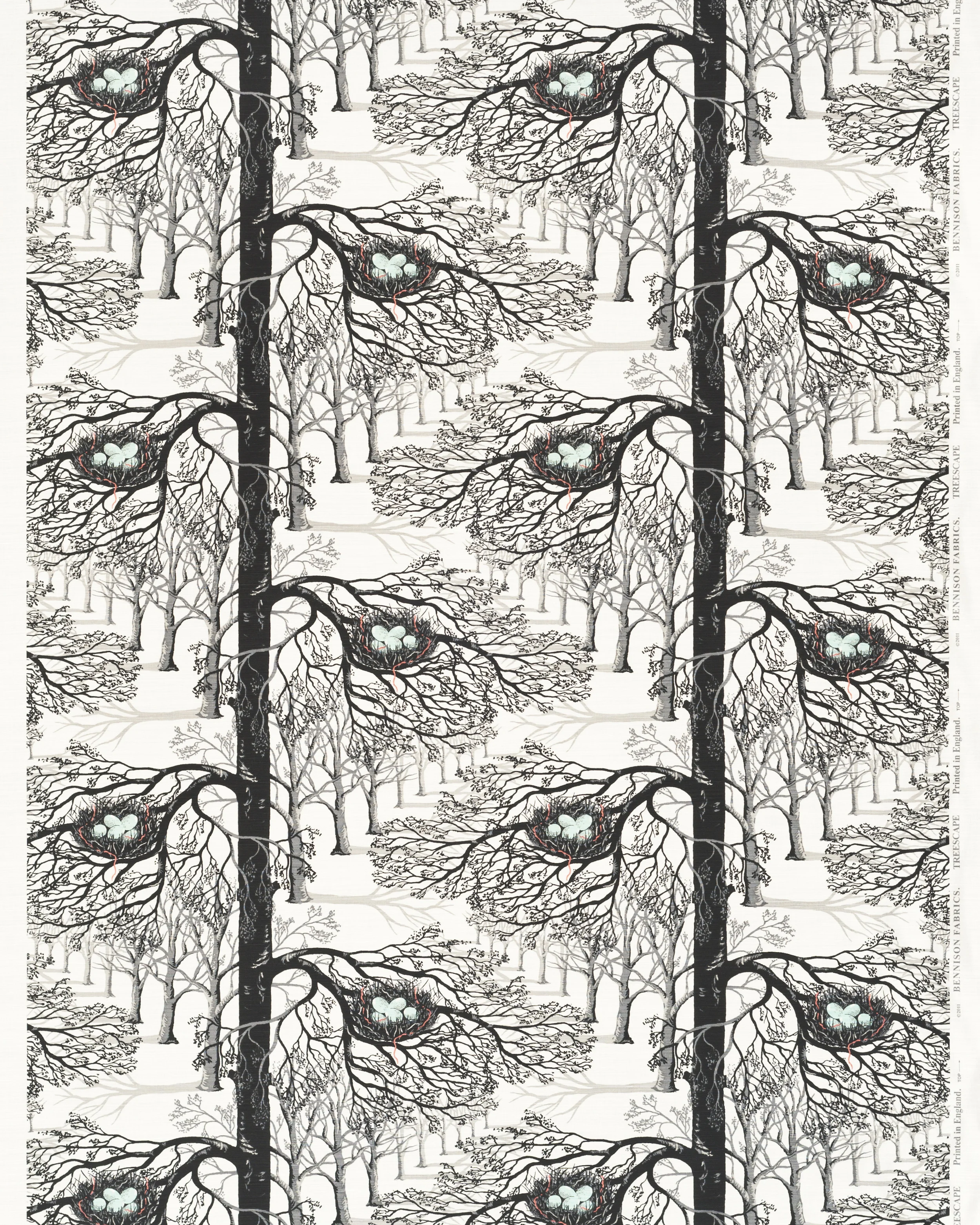 Treescape - Charcoal Aqua on Oyster