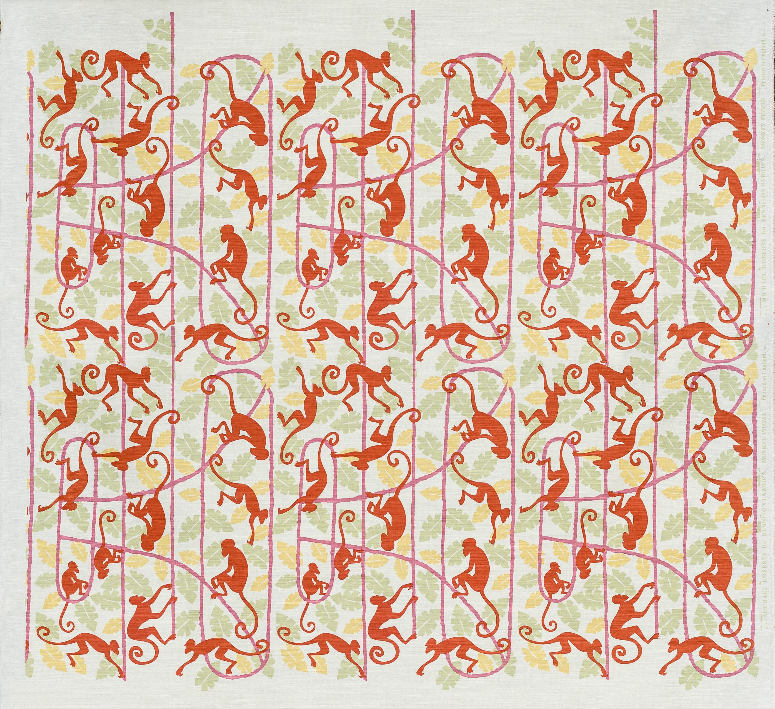 Monkey Puzzle - Pink Orange on Oyster