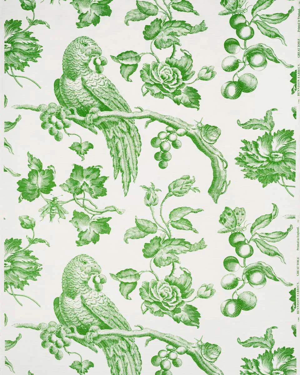 Great Toile - Emerald Green on Oyster