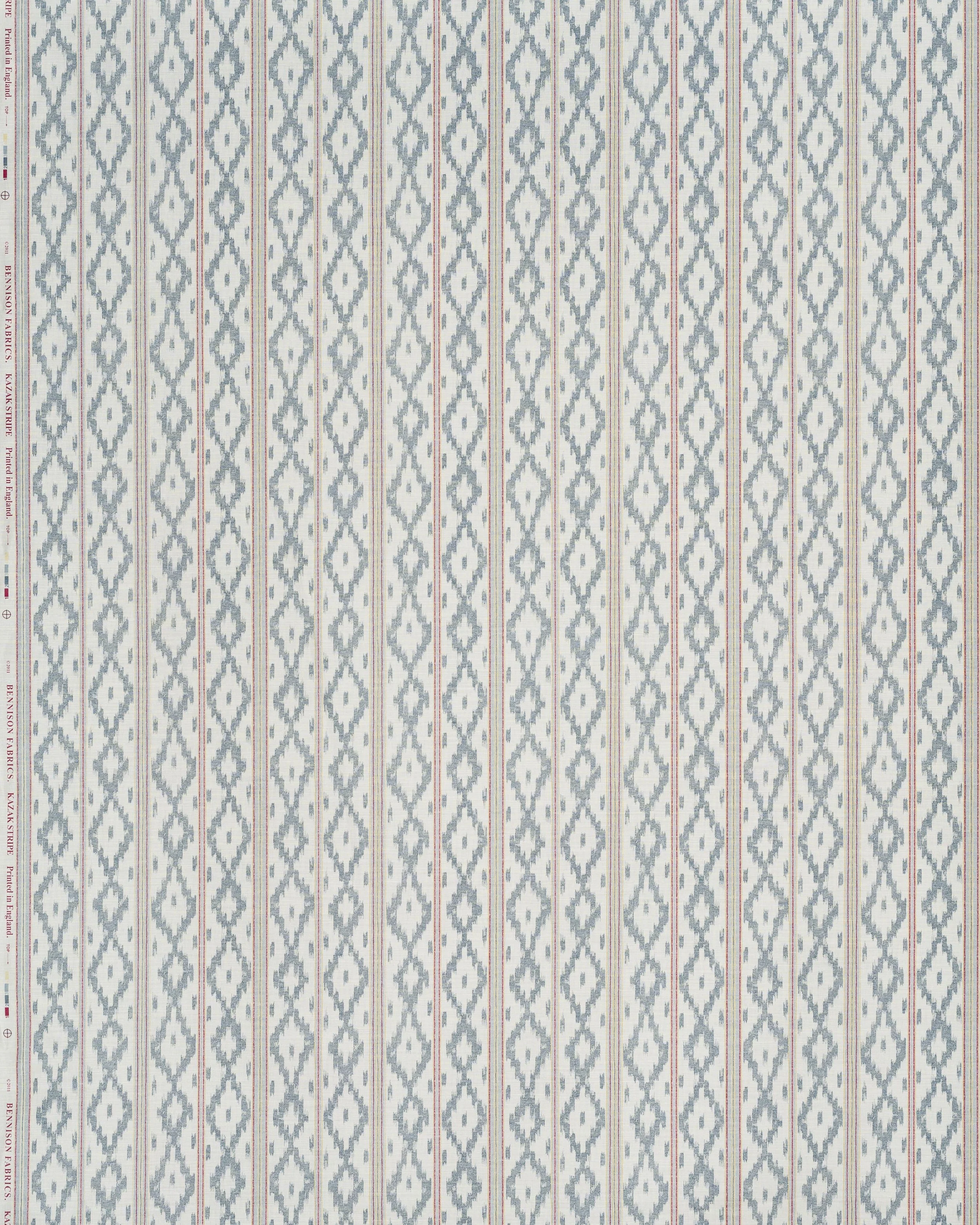 Kazak Stripe - Blue Yellow Red on Oyster
