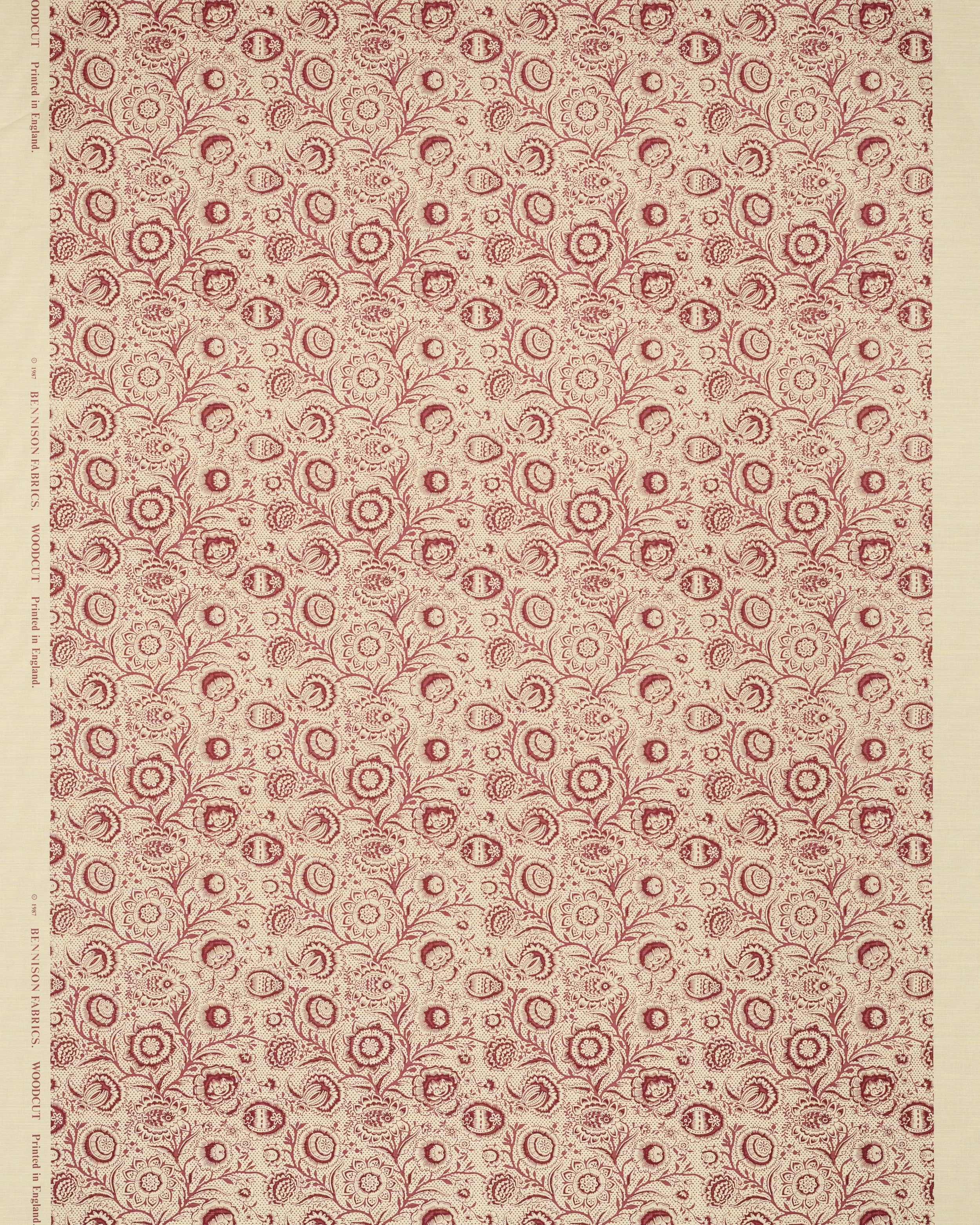 Woodcut - Red on Beige