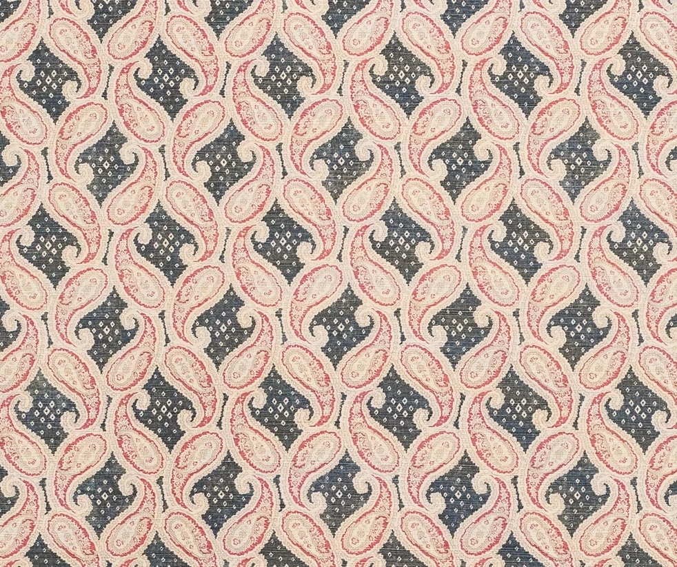 Calicut Paisley - Dark Indigo on Beige