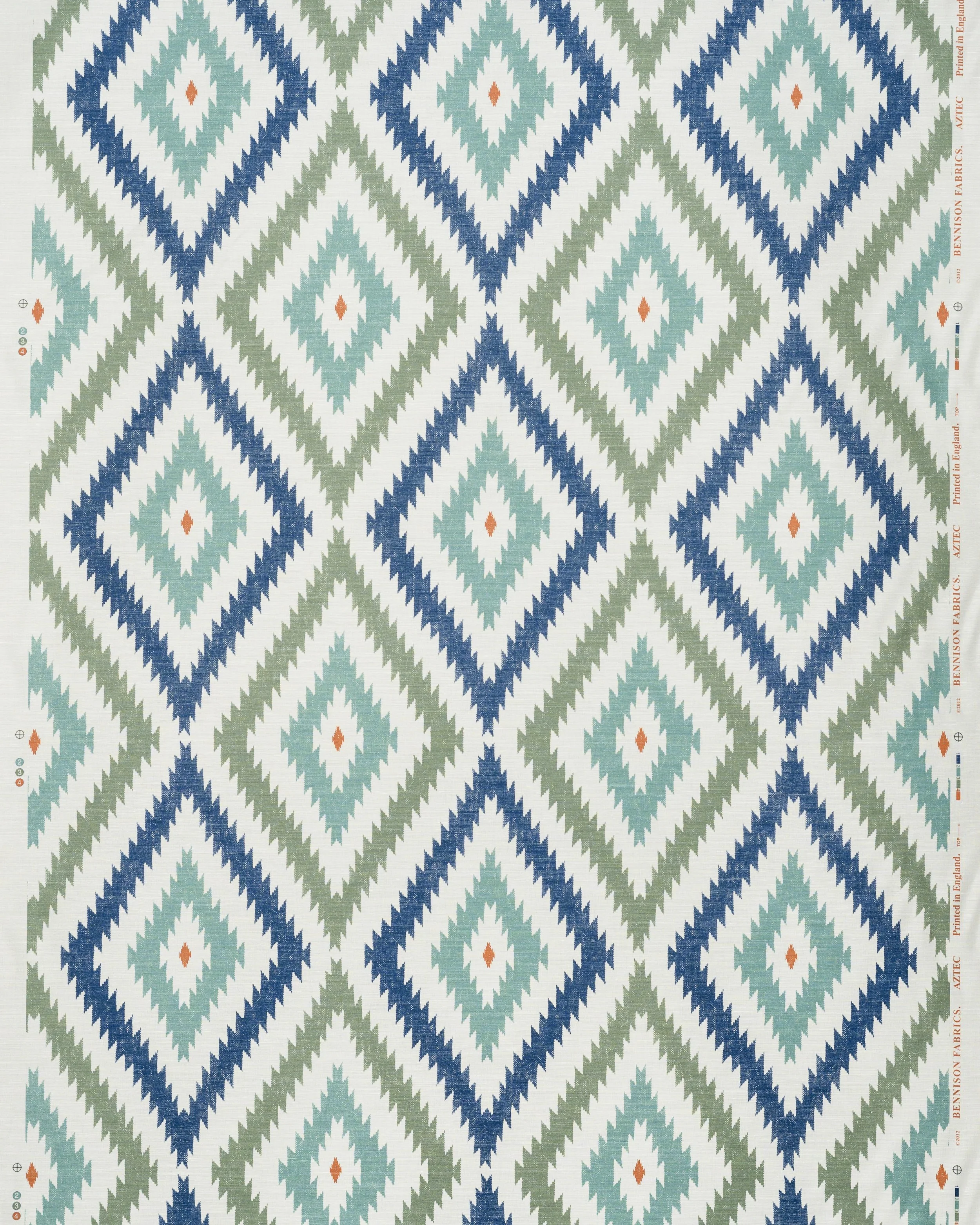 Aztec - Blue Green Orange on Oyster