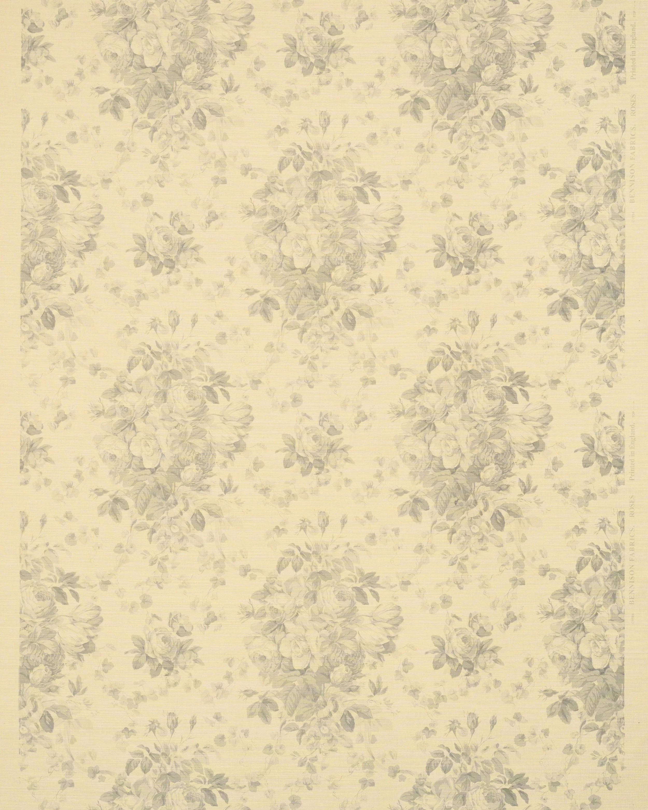 Roses - Mono Grey on Beige