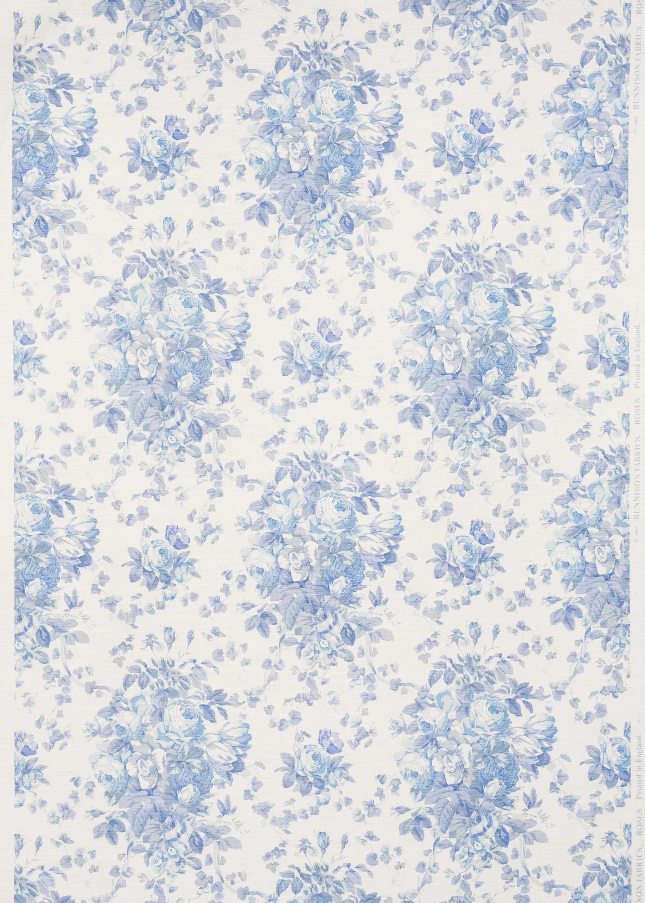 Roses - Mono Blue on Oyster