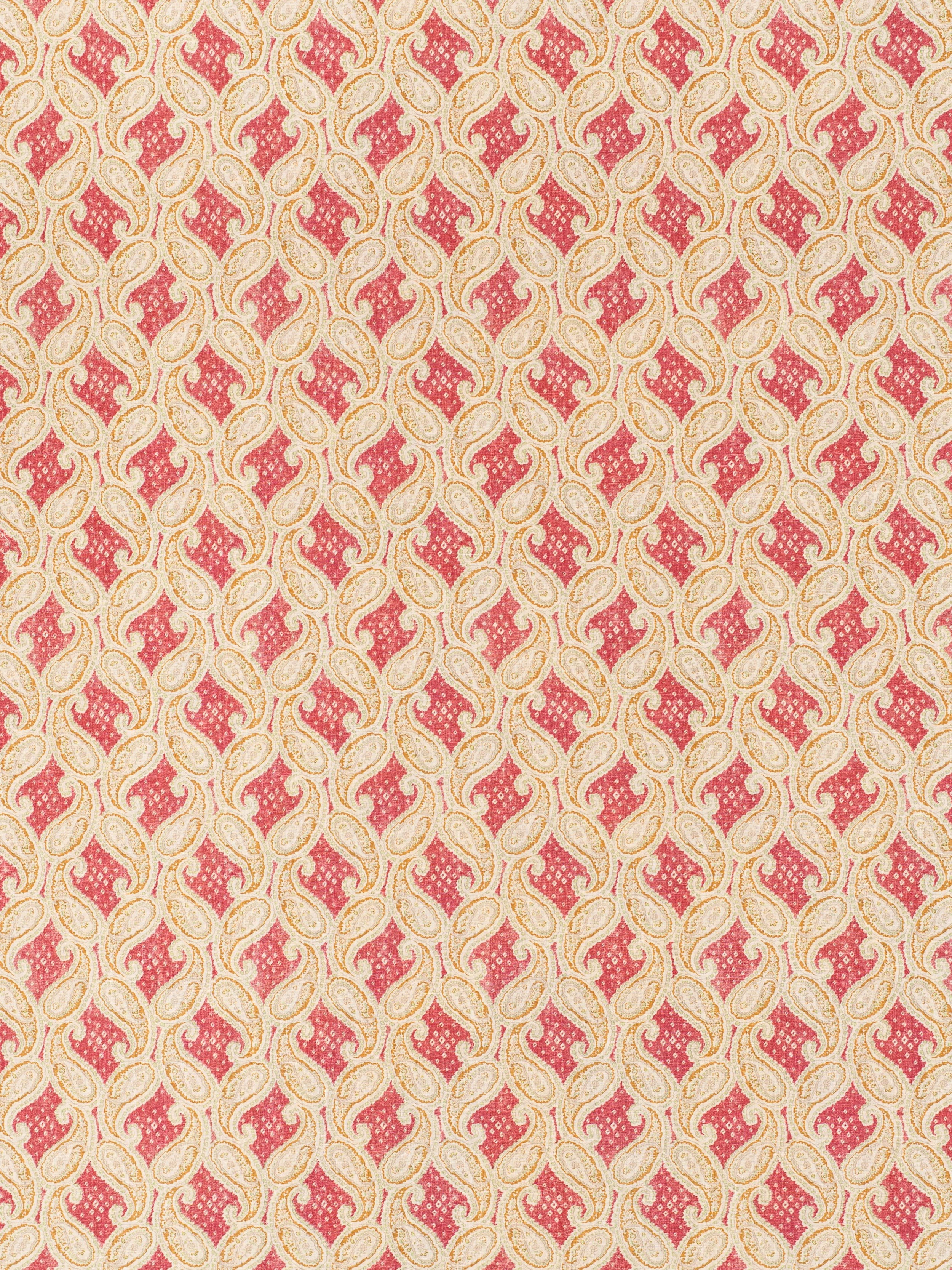 Calicut Paisley - Emerald Pink on Beige
