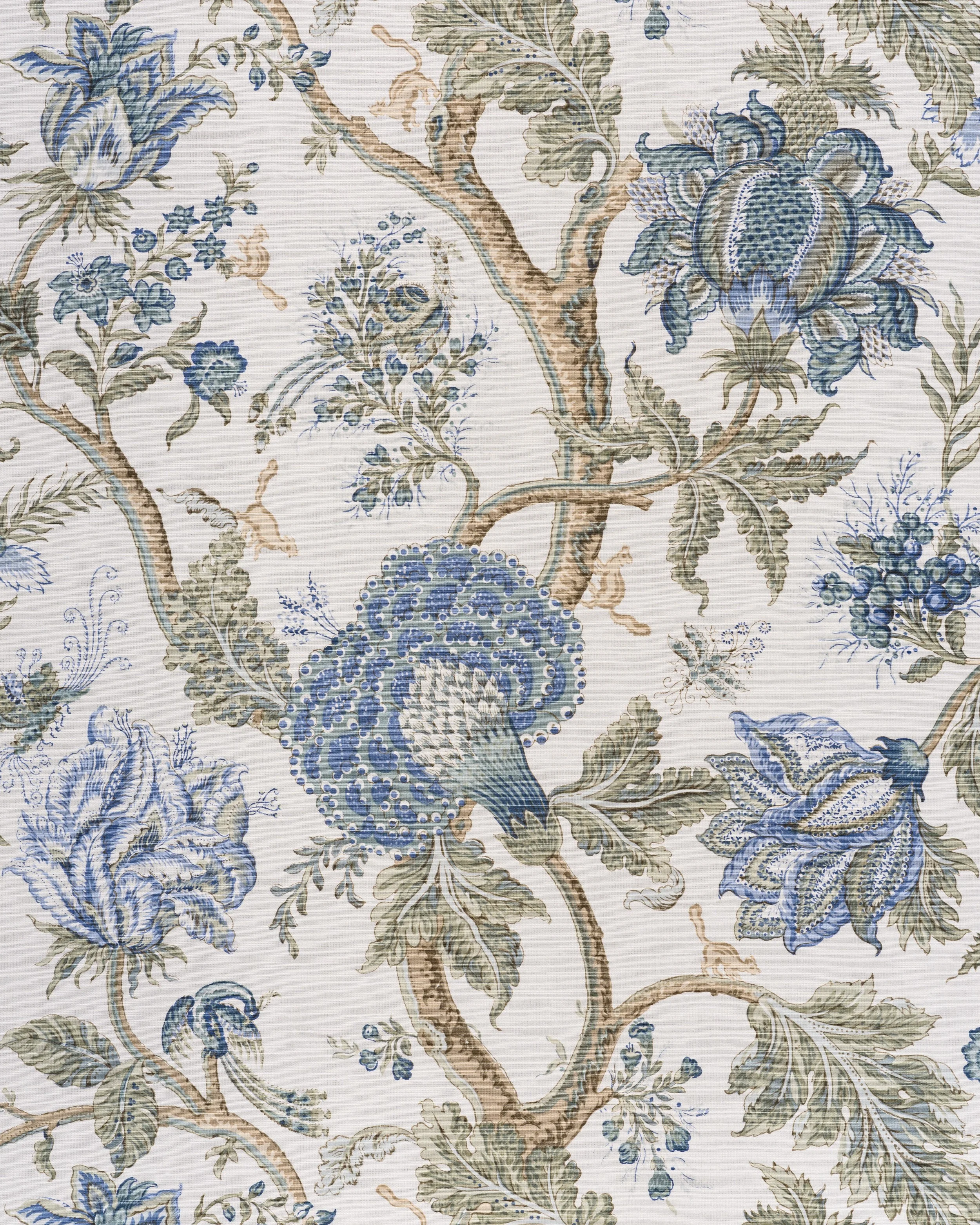 Dragon Flower - Green Blue Brown on Oyster