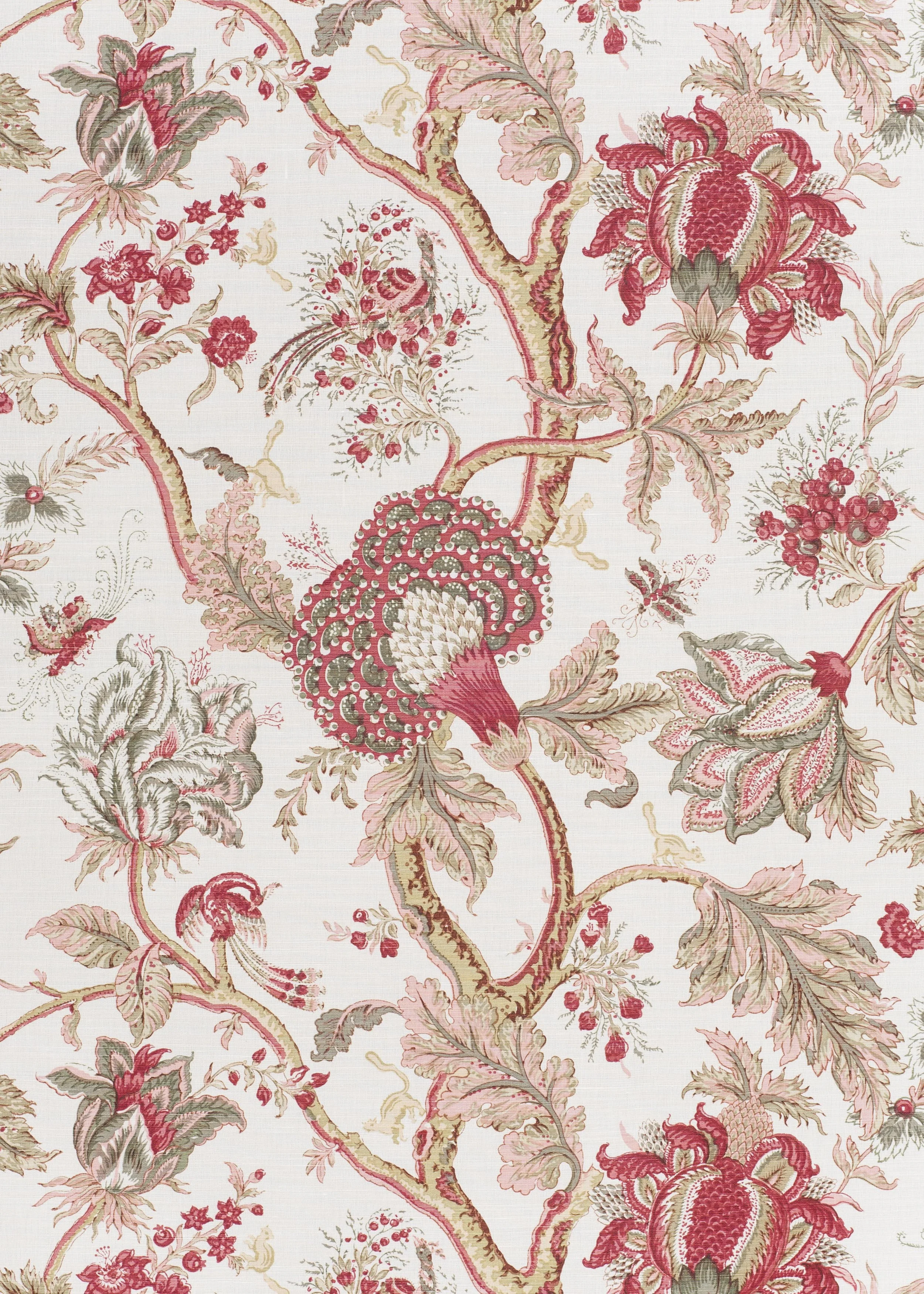 Dragon Flower - Pink Green on Oyster