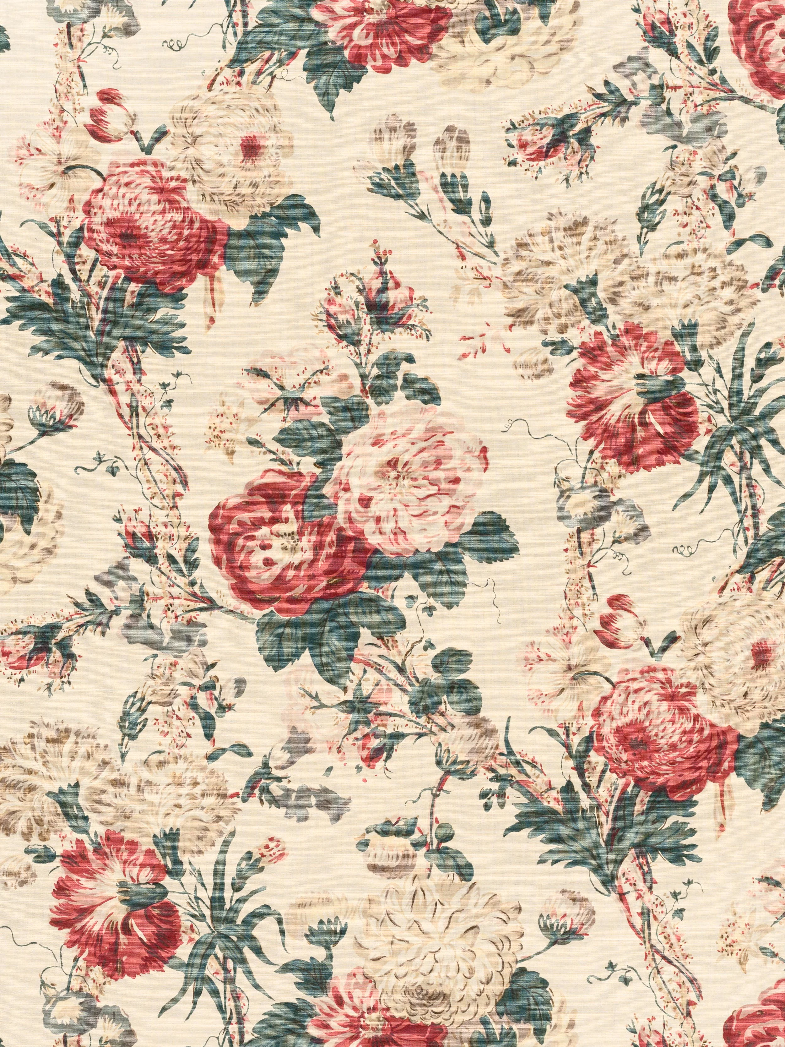 Tokyo Rose - Teal on Beige