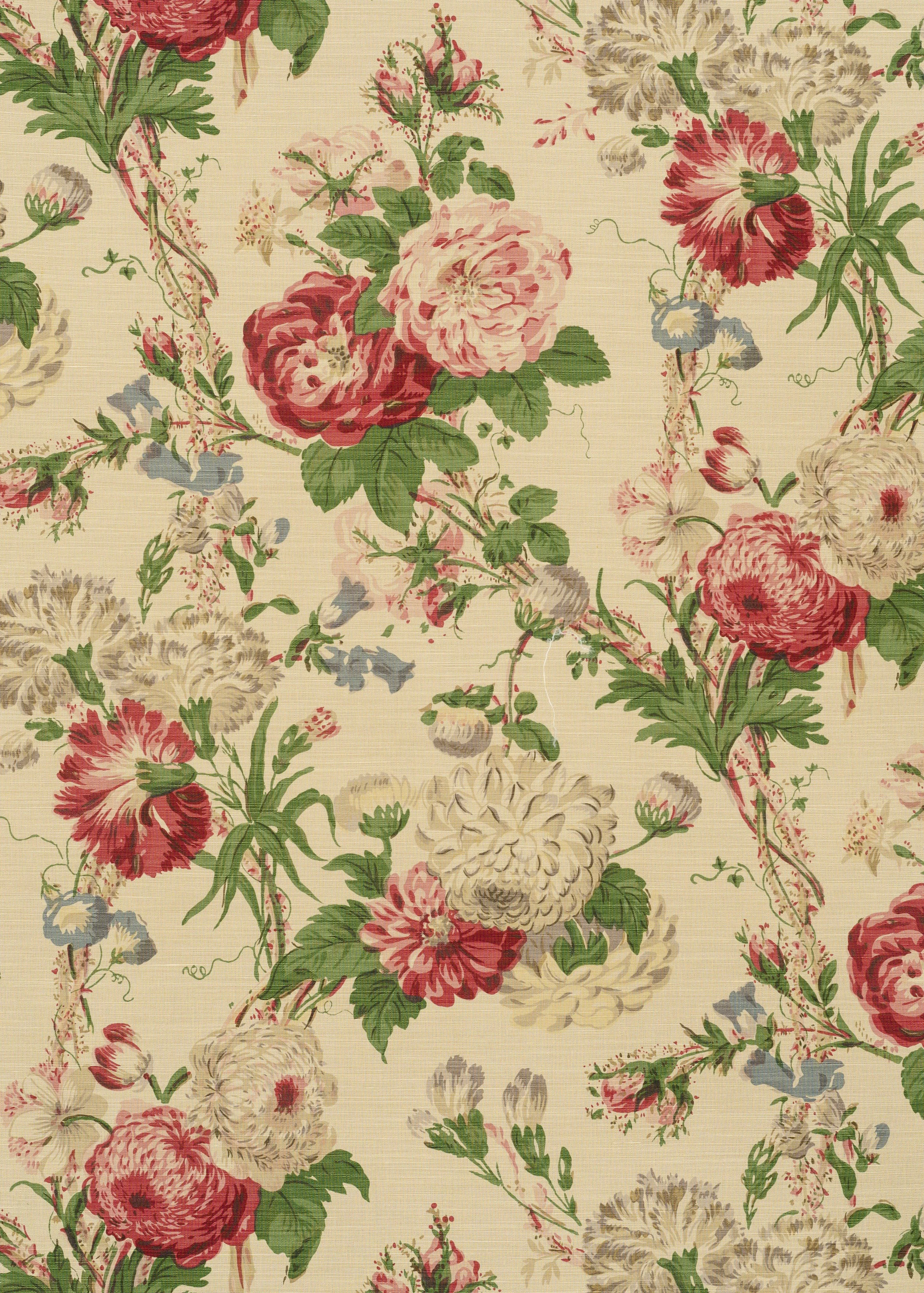 Tokyo Rose - Green on Beige