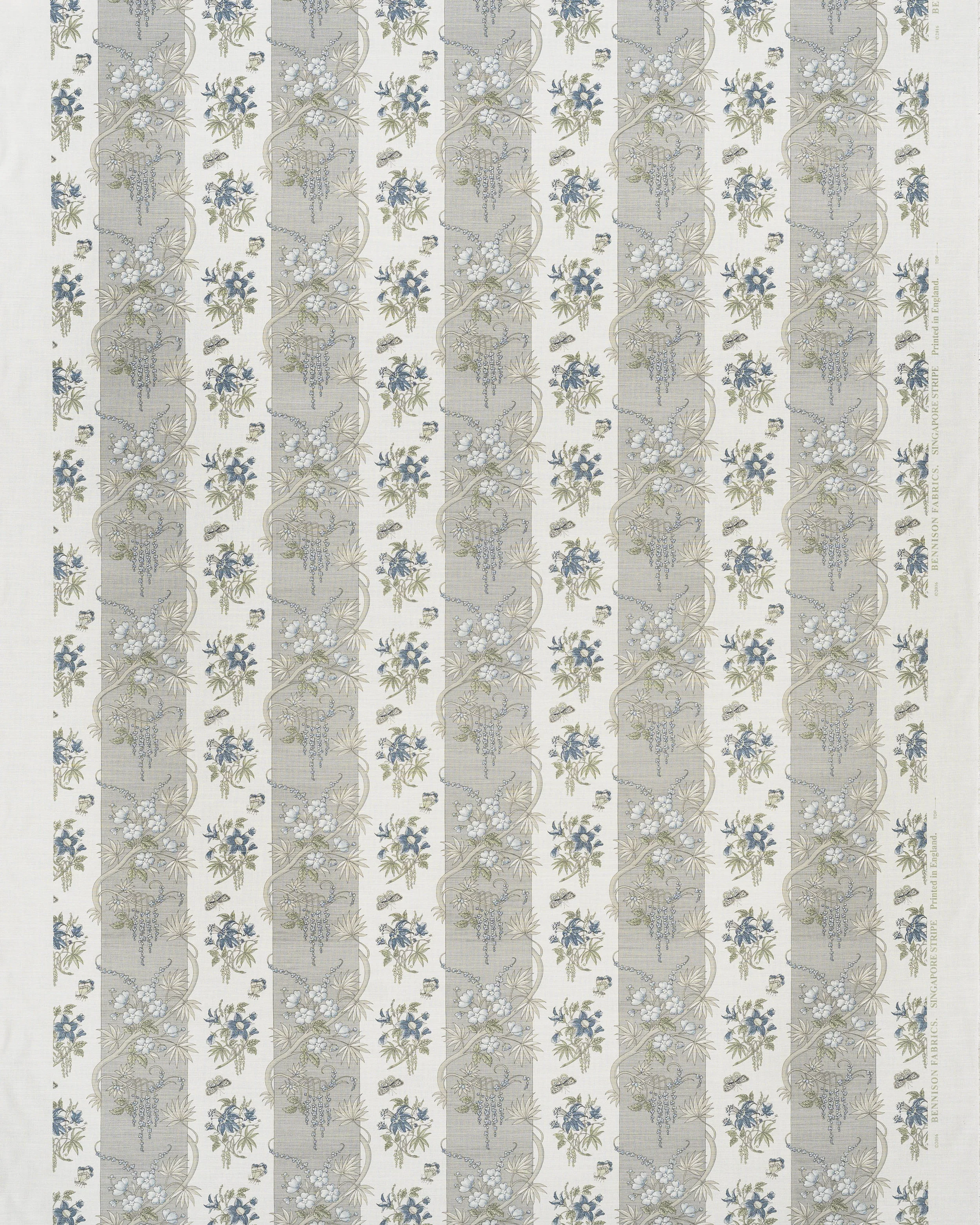 Singapore Stripe - Grey Blue Green on Oyster