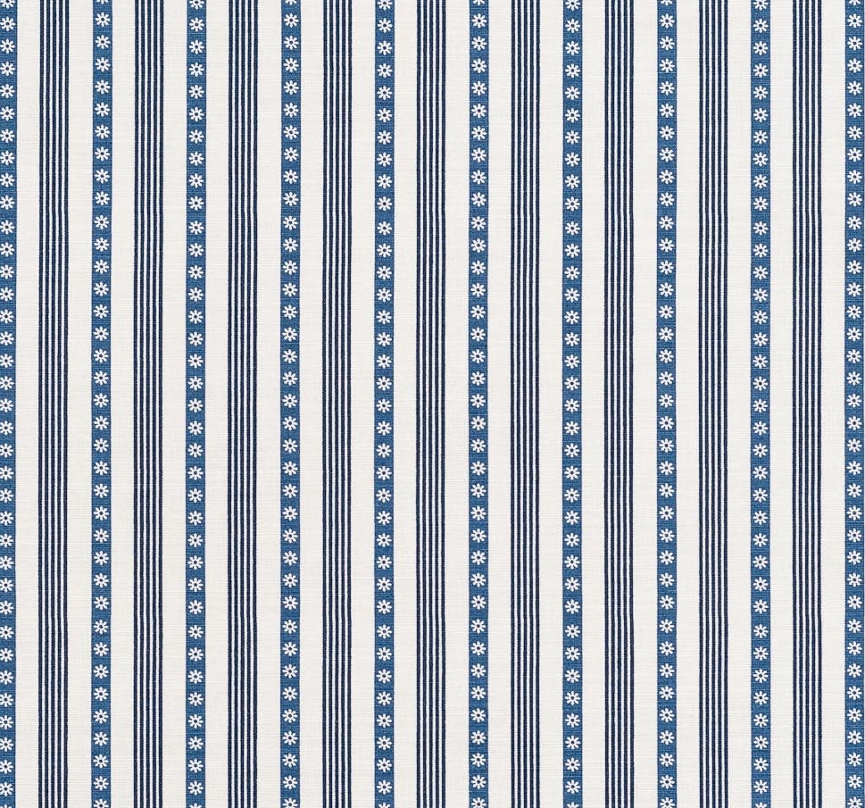 Daisy Ribbon - Indigo on Oyster