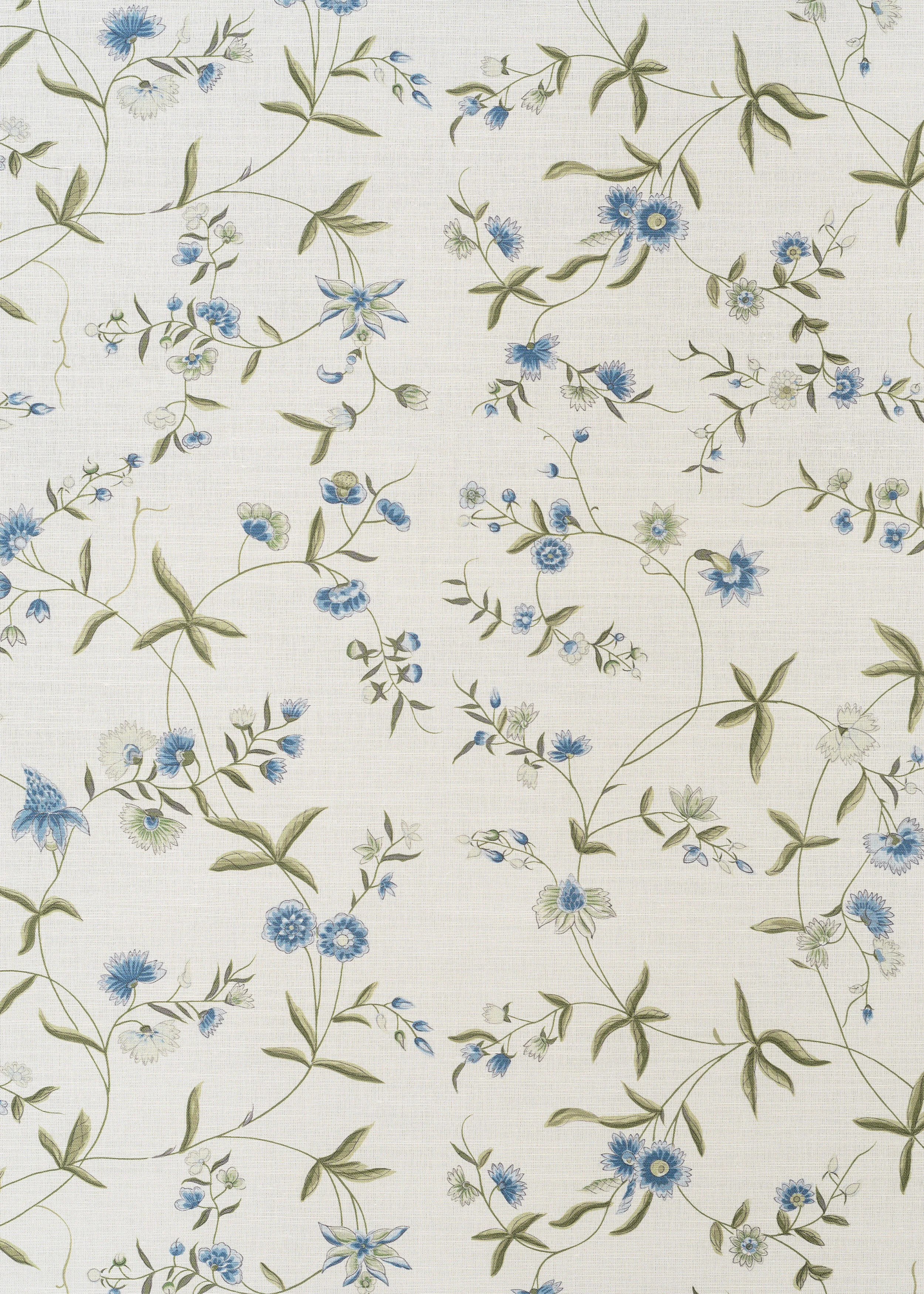 Chinese Paper - Blue Olive on Oyster Linen