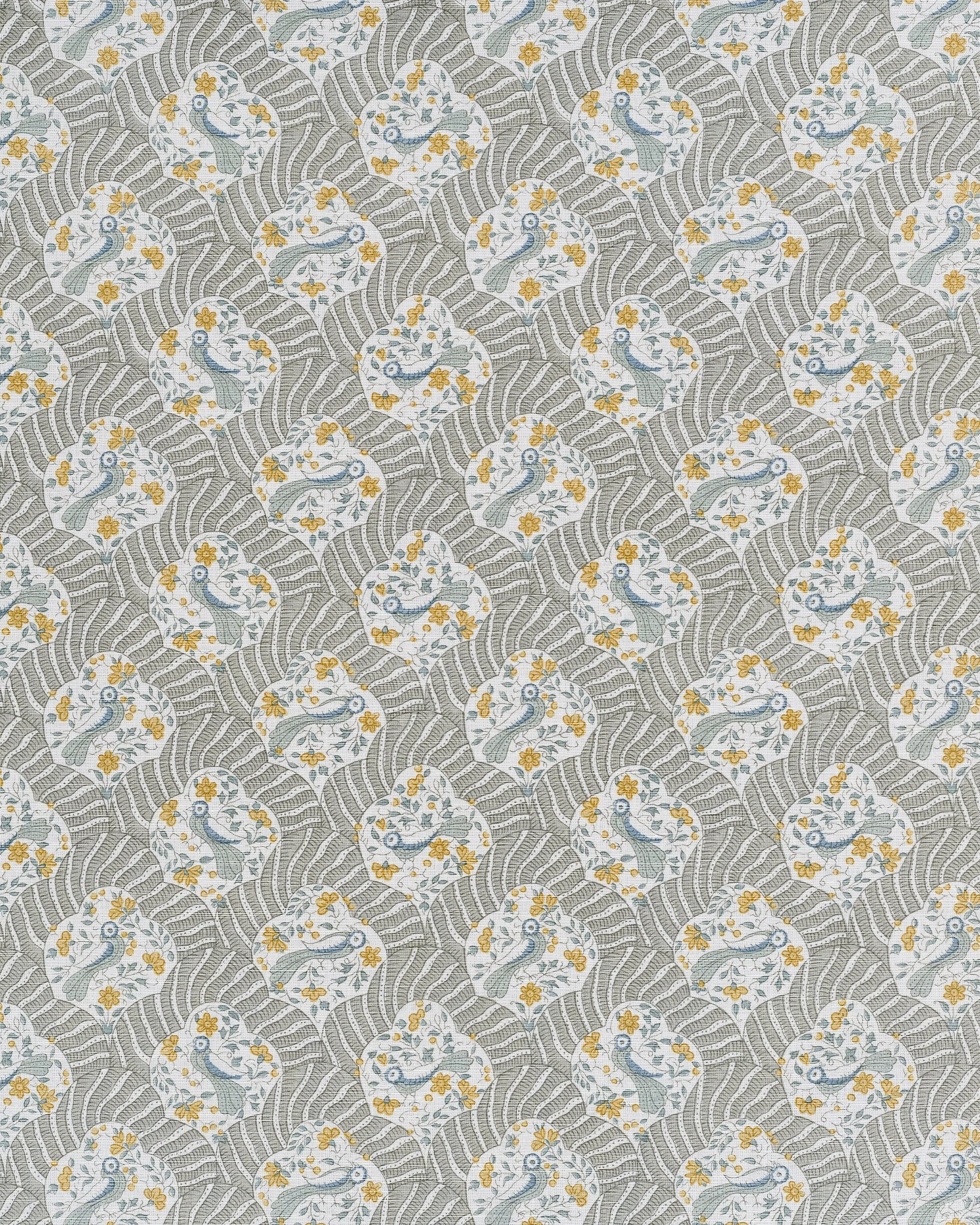 Quirky Birds - Grey Gold on Oyster