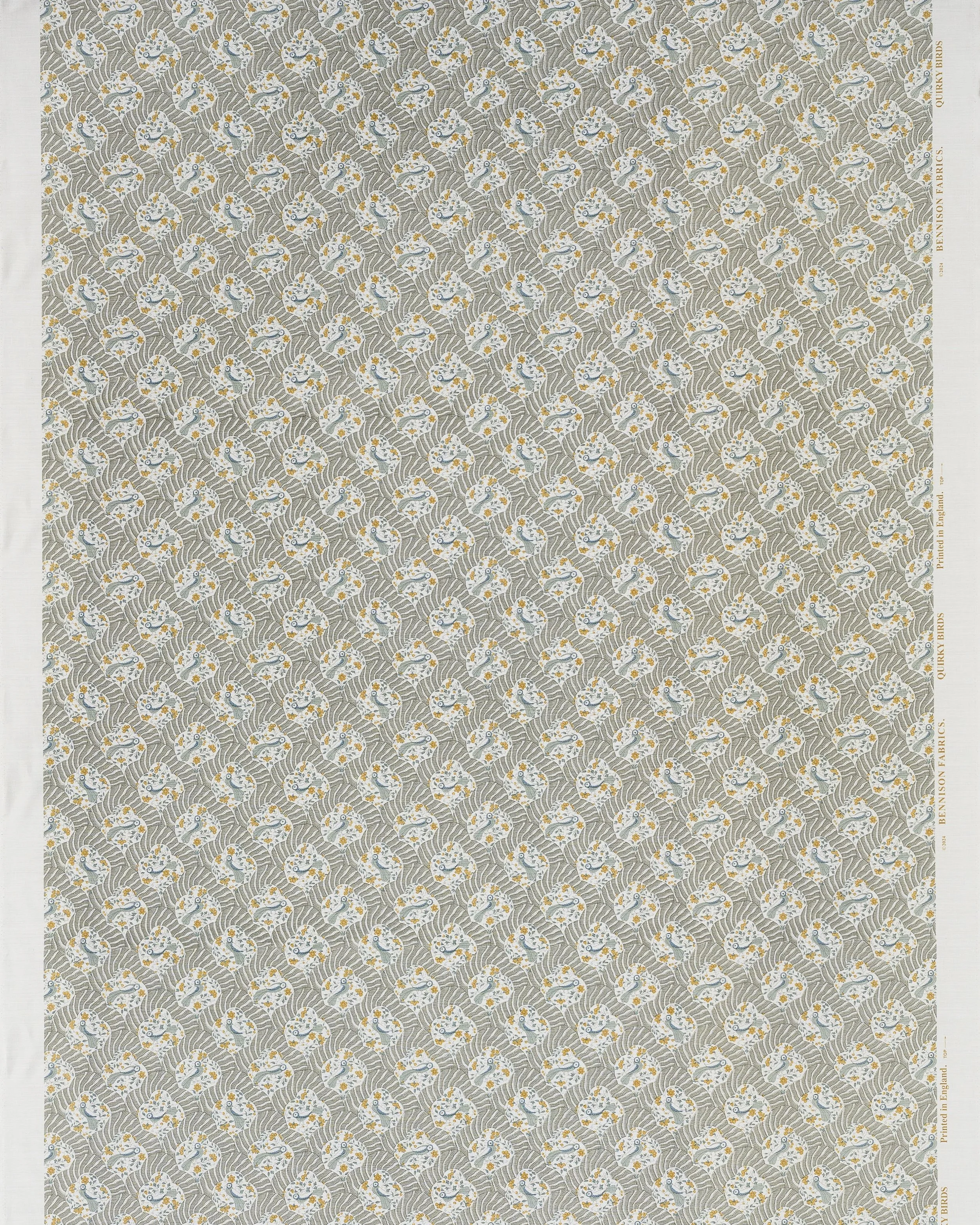 Quirky Birds - Grey Gold on Oyster