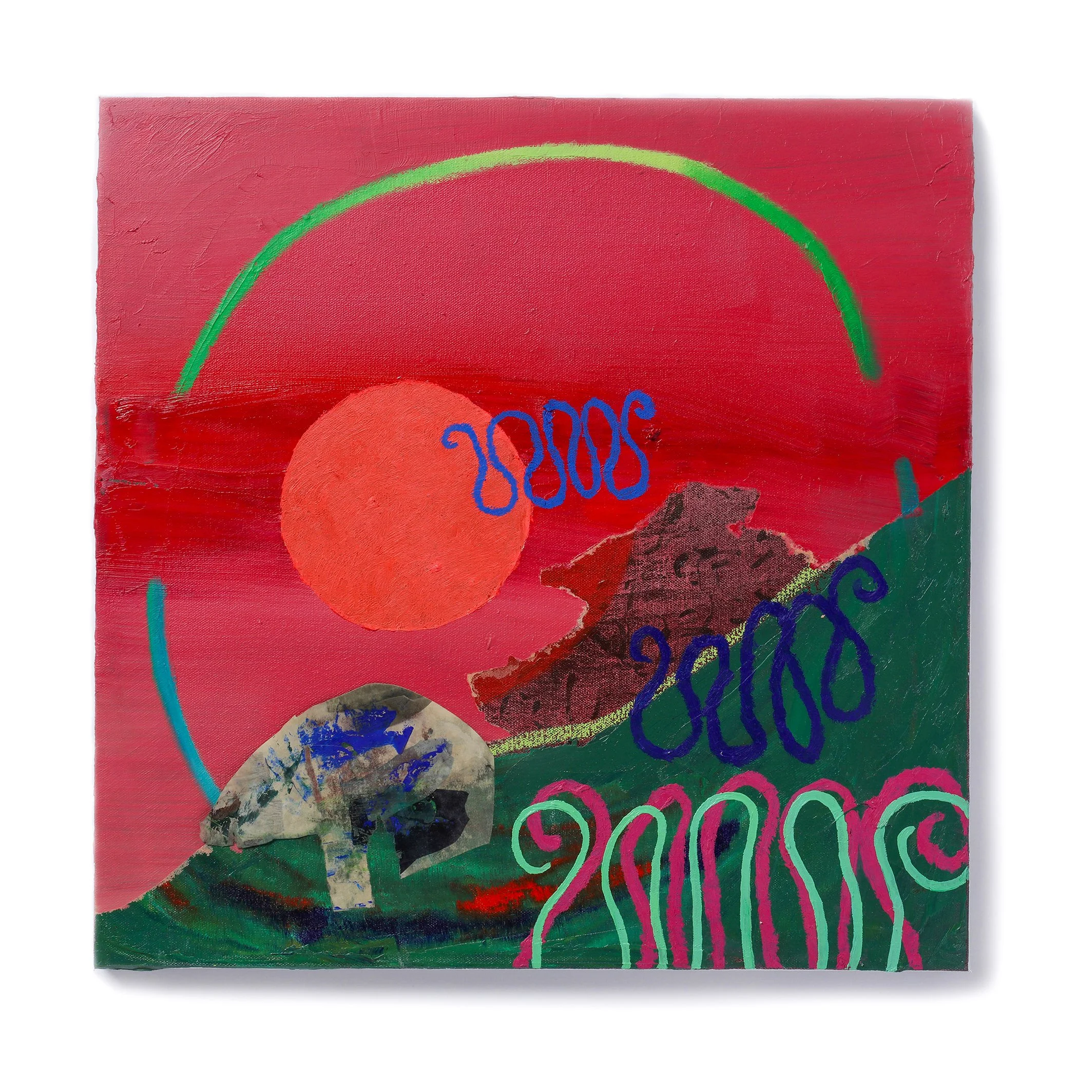 Green Rainbow and a Whisper in the Wind, 2022 Mixed Media on Canvas 20 x 20 x 1.75 Moving Sale $200
