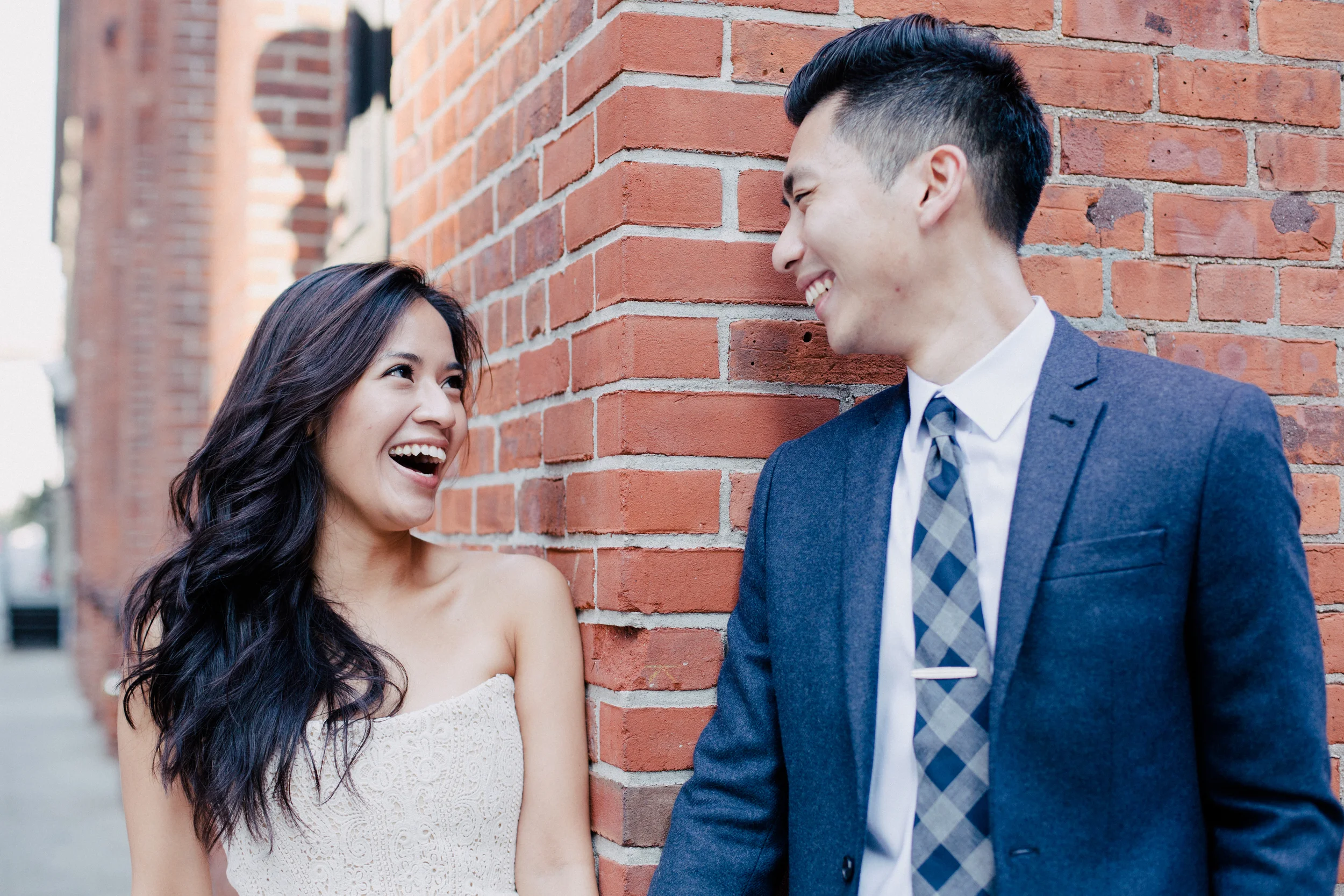 cute Asian couple engaged