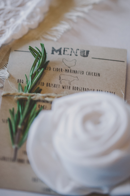 DIY Pinterest wedding menu created by bride
