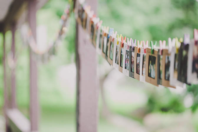 unique table placements for wedding through polaroid cards