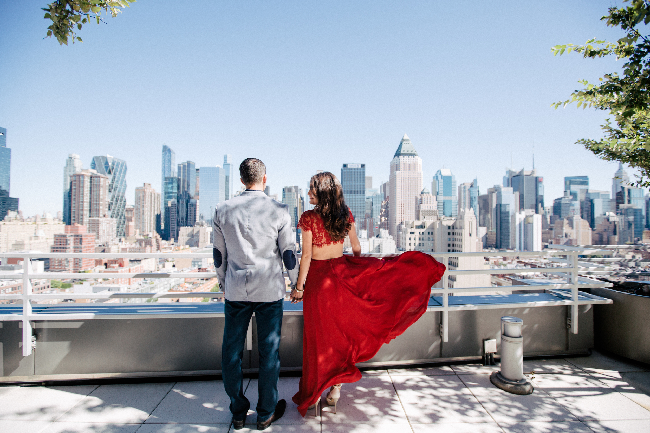 urban nyc rooftop engagement photography