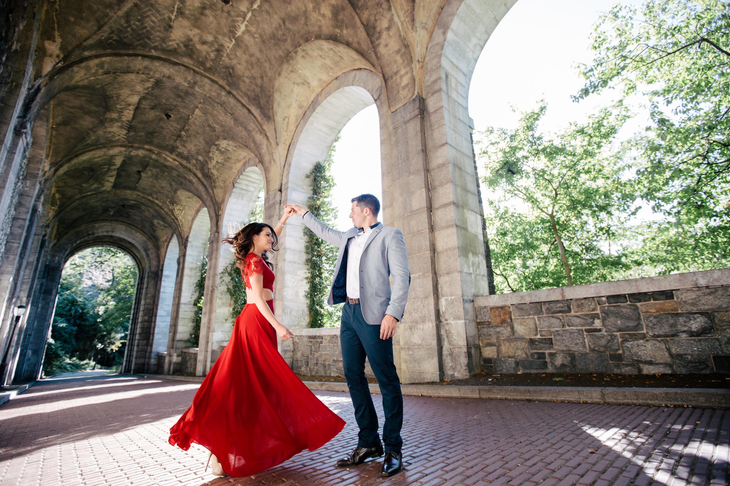 unique engagement photography nyc inside of a park