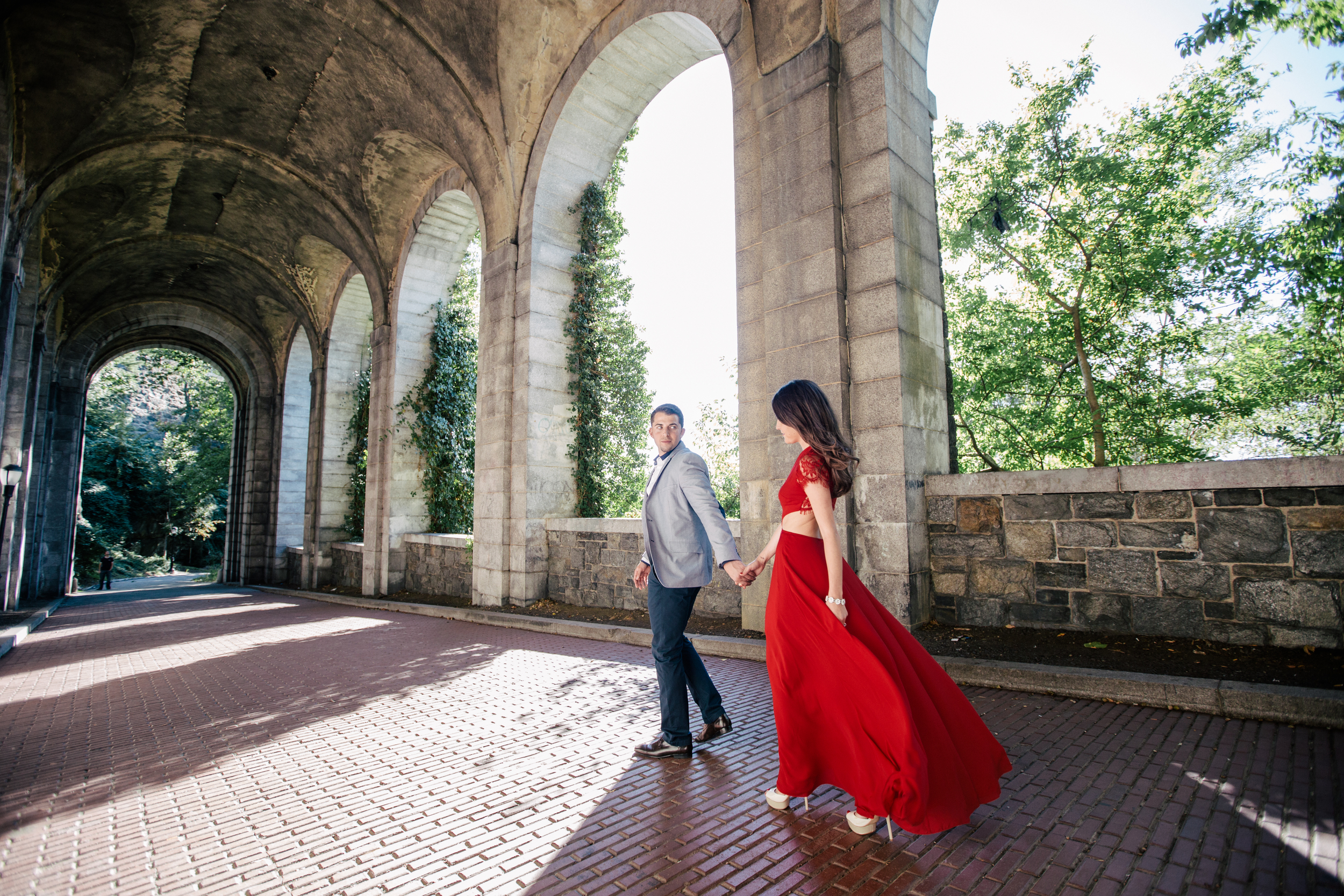 nyc autumn engagement photography fort tyron park