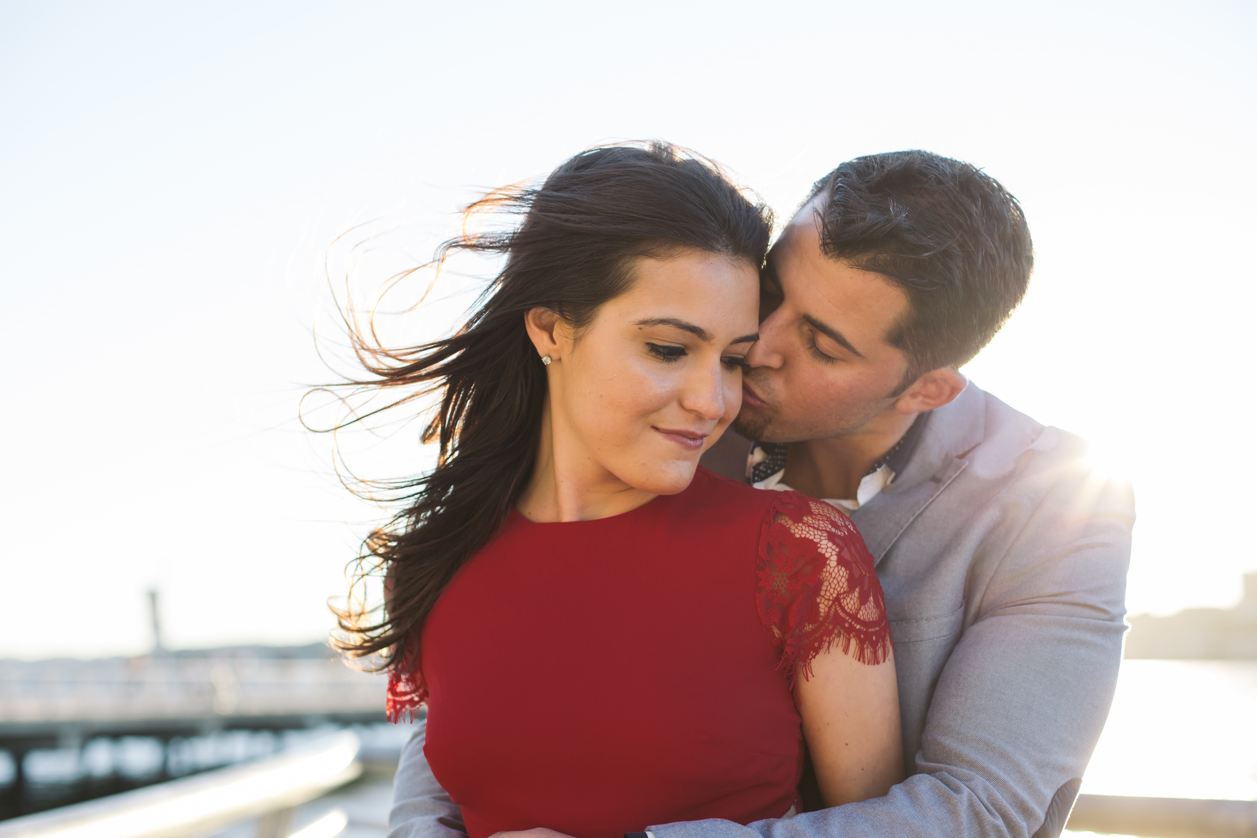 kisses on the cheek engaged