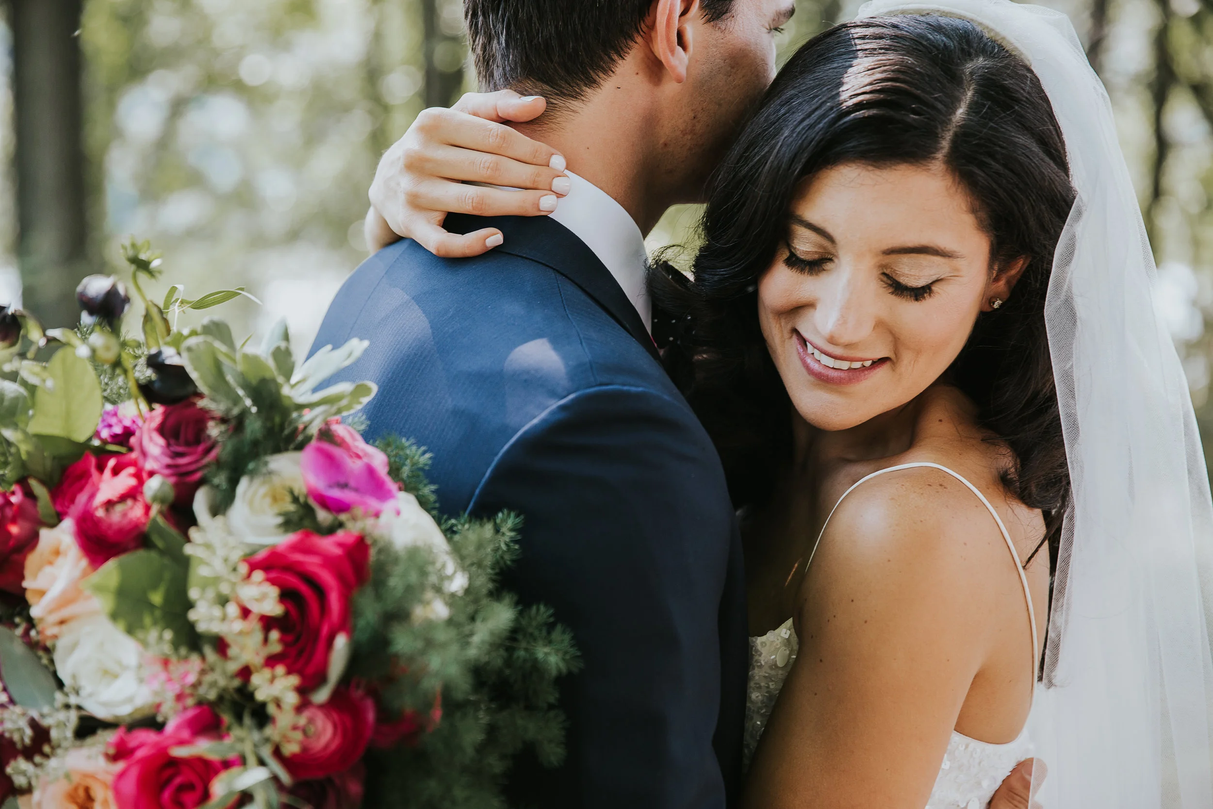 happy bride and groom