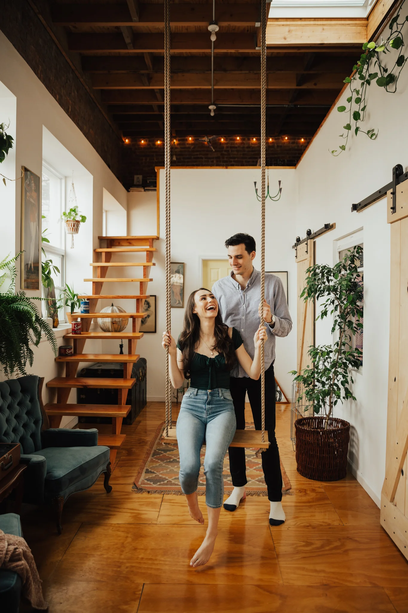 funky loft engagement photos