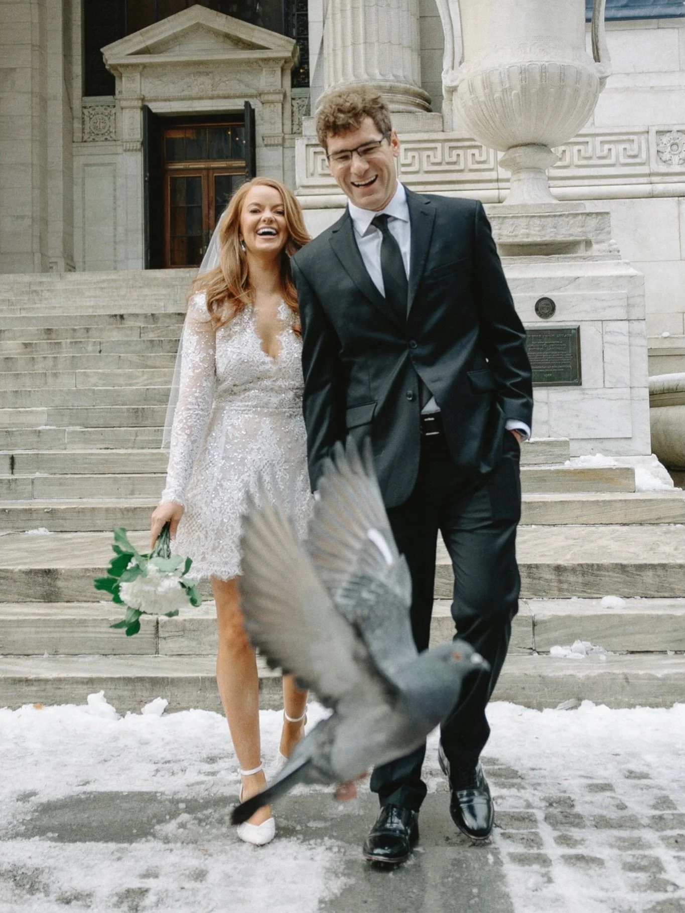 Back again at one of our favorite places for this NYC elopement! There&rsquo;s not a single bad angle at the New York Public Library and I feel like I&rsquo;m always finding new spots for photos. Plus it&rsquo;s a great spot to find a pigeon photobom
