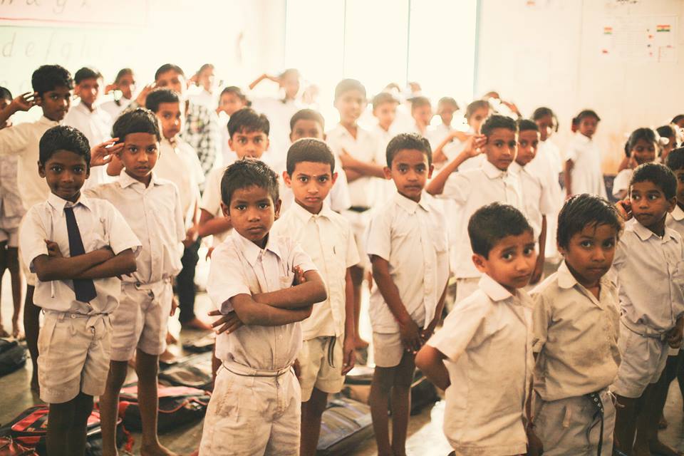 Students at Rock Christian School in Rajahmundry, India