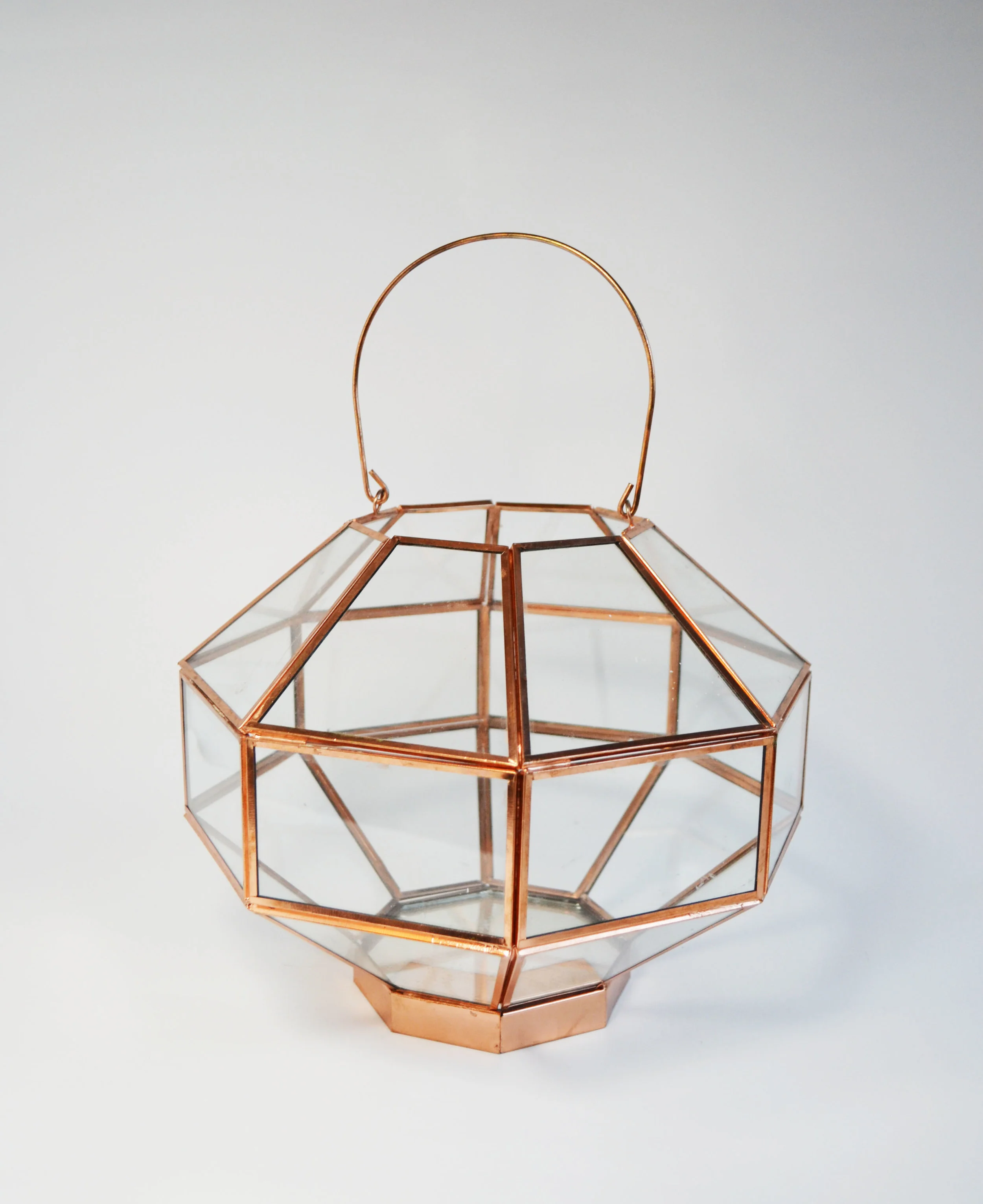 rosalyn Lantern rose gold glass geometric Quantity: 2 Price: $10.00