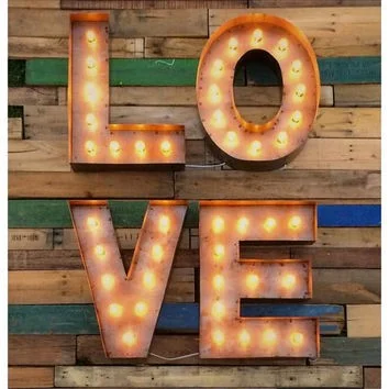 metal marquee 'LOVE' sign Quantity: 1 Price: $15.00